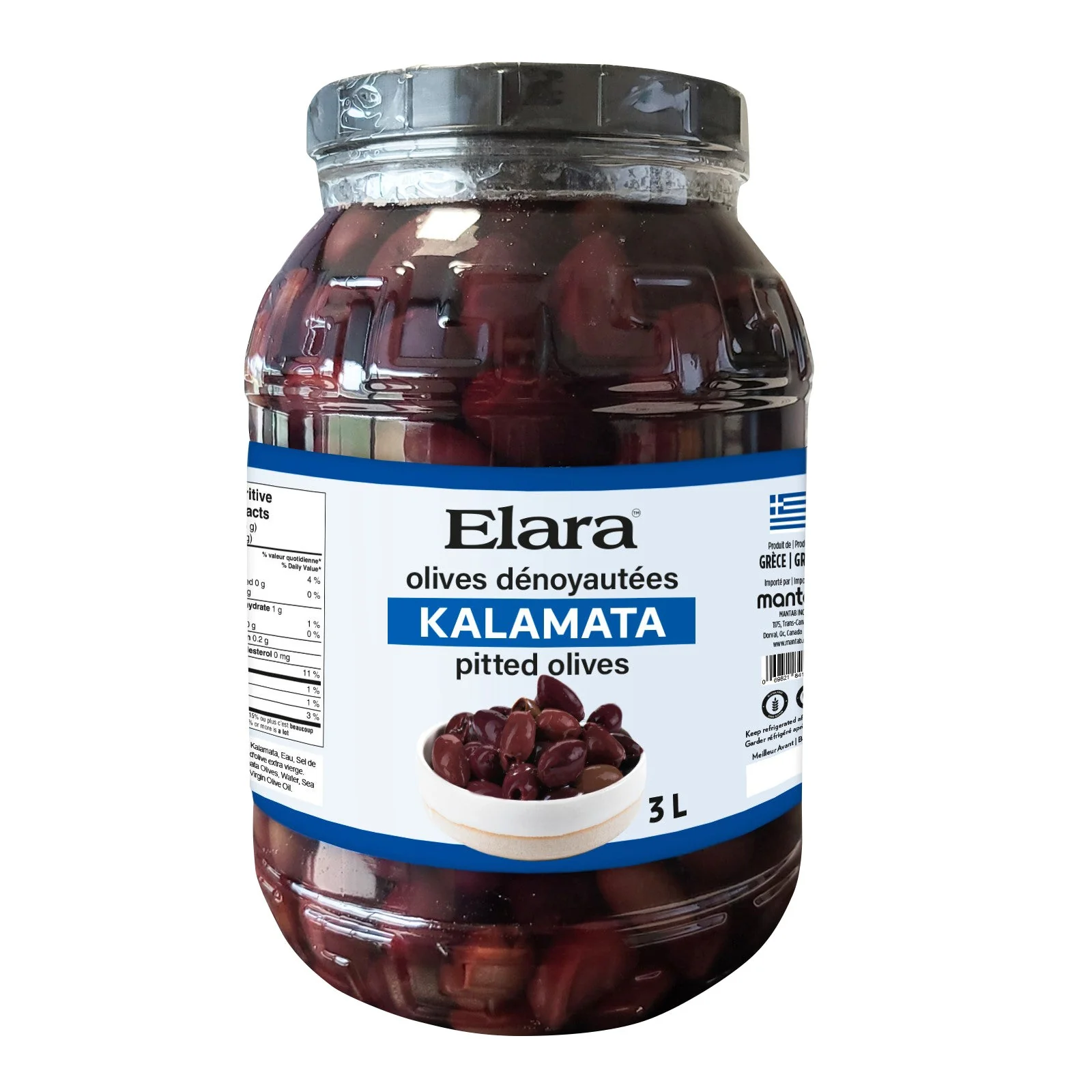 Elara Kalamata Olives - 4 x 3 L - Grocery and Food Items - Canadian Distribution - Ships Free Within Canada on Orders Above CAD $199