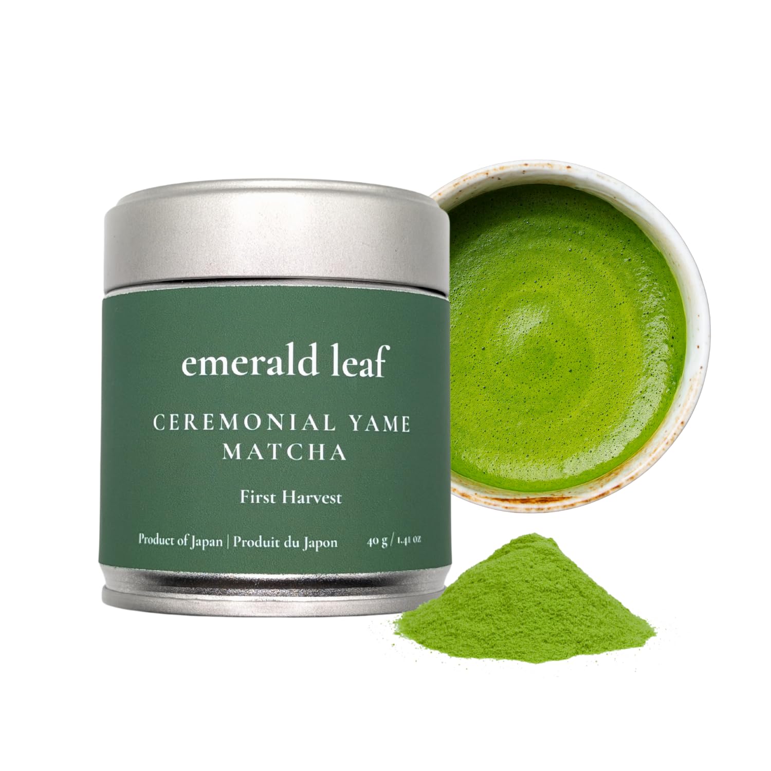 Emerald Leaf – Ceremonial Matcha – First Harvest – 40g – Unsweetened no additives - Canadian Distribution - Ships Free Within Canada on Orders Above CAD $199