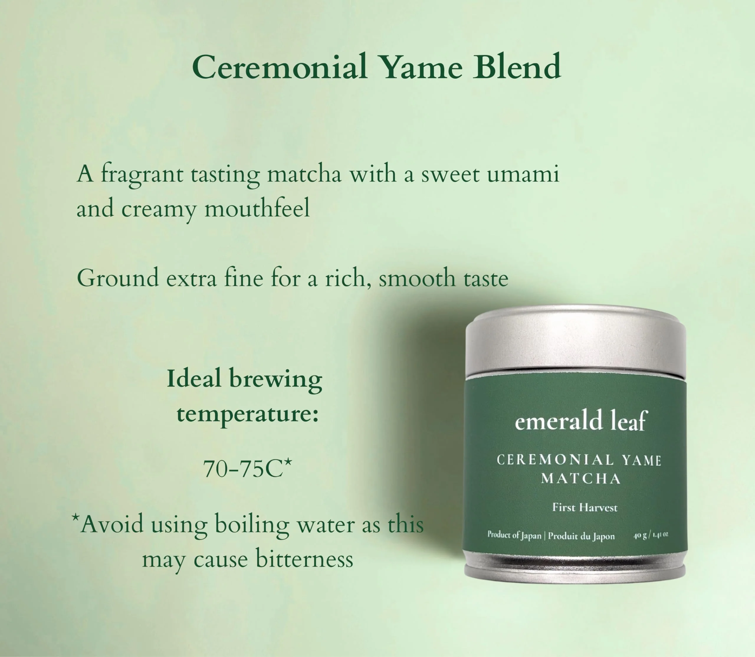 Emerald Leaf – Ceremonial Matcha – First Harvest – 40g – Unsweetened no additives - Canadian Distribution - Ships Free Within Canada on Orders Above CAD $199 - Image 8