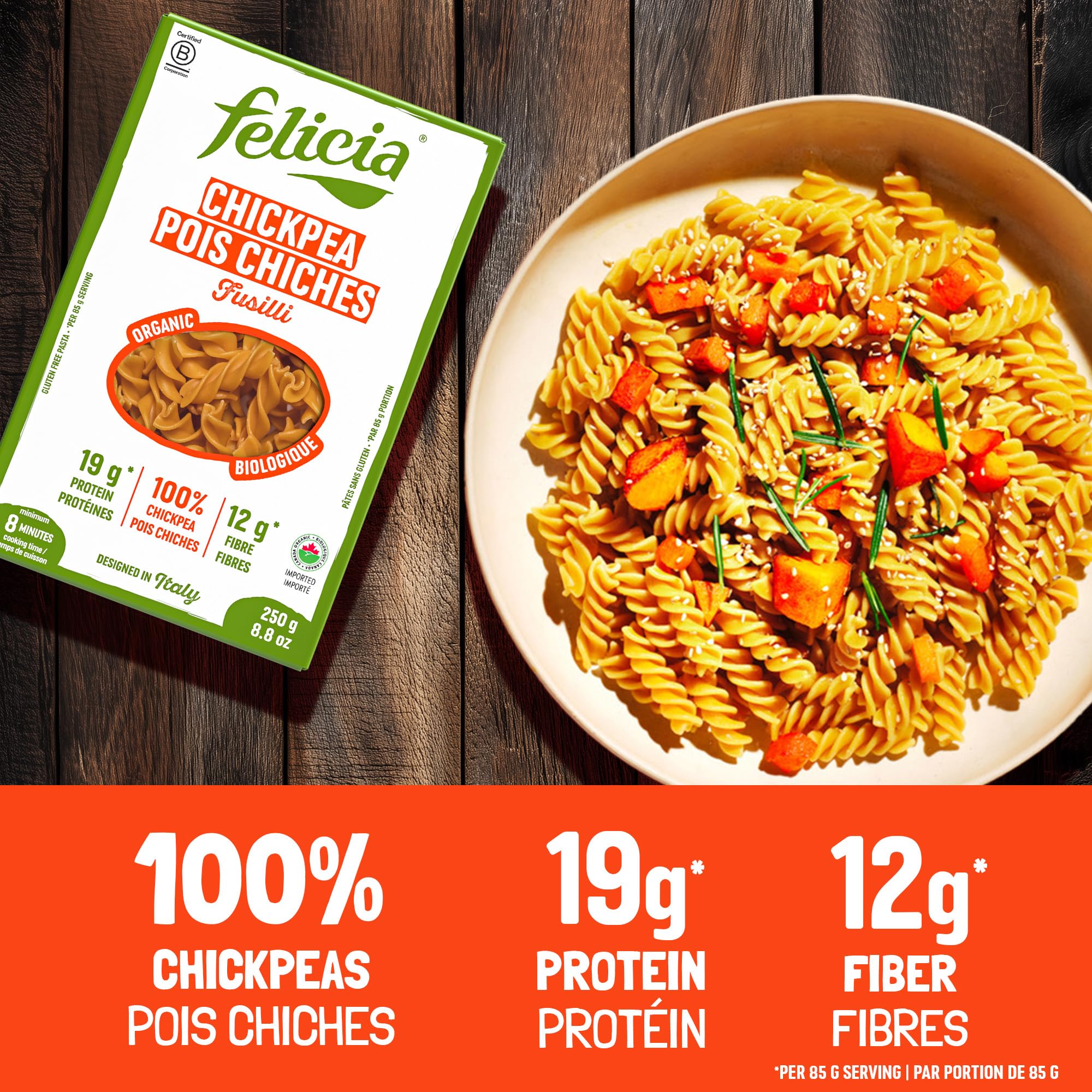 Felicia Organic Chickpea Fusilli Pasta – 2 x 250g - Canadian Distribution - Ships Free Within Canada on Orders Above CAD $199 - Image 7