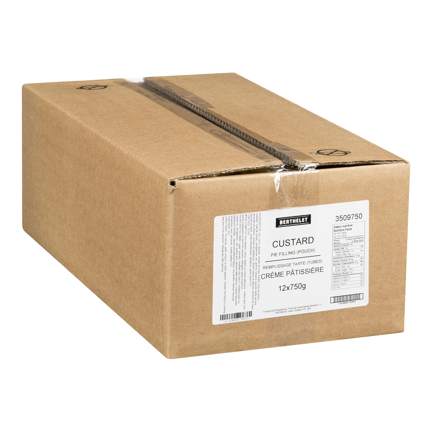 Filling Pie Custard Pouch - 8 x 750 g - Berthelet - Baking Mixes and Ingredients - Canadian Distribution - Ships Free Within Canada on Orders Above CAD $199 - Image 2