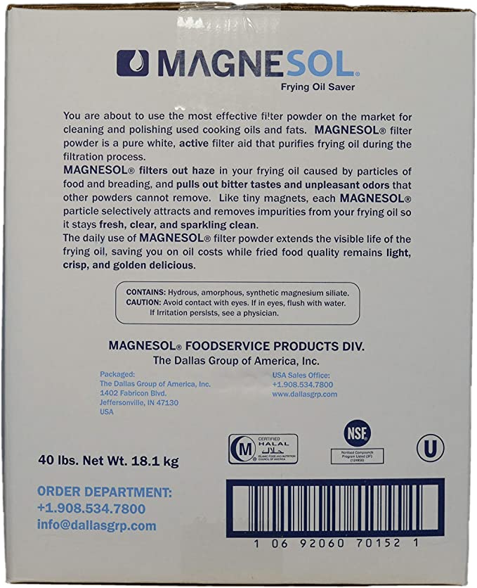Filter Powder - Frying Oil Saver - Magnesol XL Fryer - 1 x 40 lbs/Case - Image 3