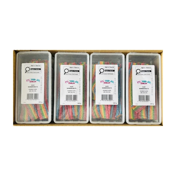 Fizzy Rainbow Belts - 48 x 260 g - R2-Delix - Canadian Distribution - Ships Free Within Canada on Orders Above CAD $199