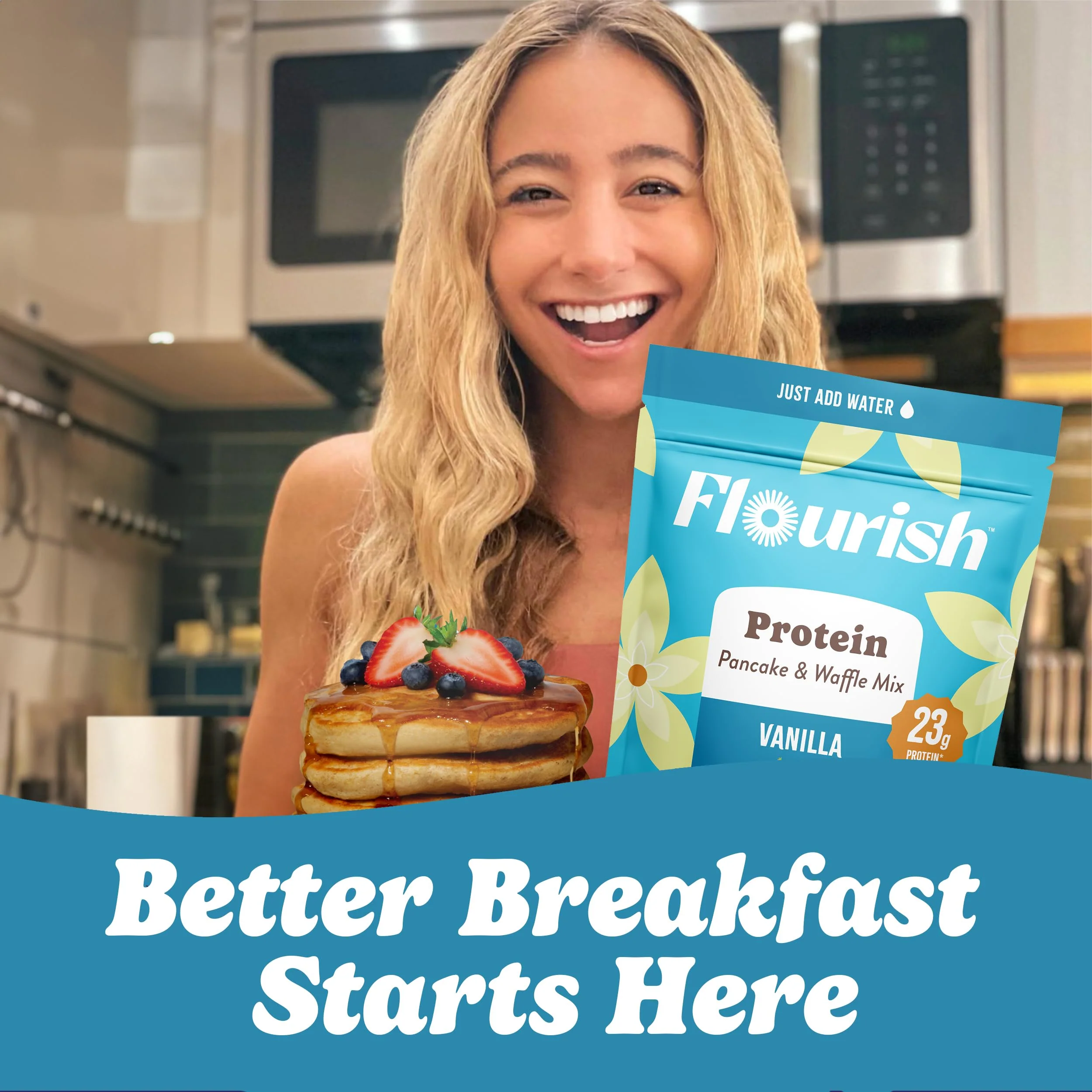 Flourish – Protein Pancake and Waffle Mix – Vanilla – 2 × 430g – High fibre just add water - Canadian Distribution - Ships Free Within Canada on Orders Above CAD $199 - Image 3
