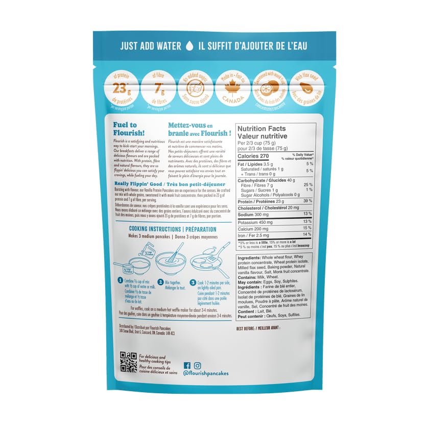 Flourish – Protein Pancake and Waffle Mix – Vanilla – 2 × 430g – High fibre just add water - Canadian Distribution - Ships Free Within Canada on Orders Above CAD $199 - Image 7