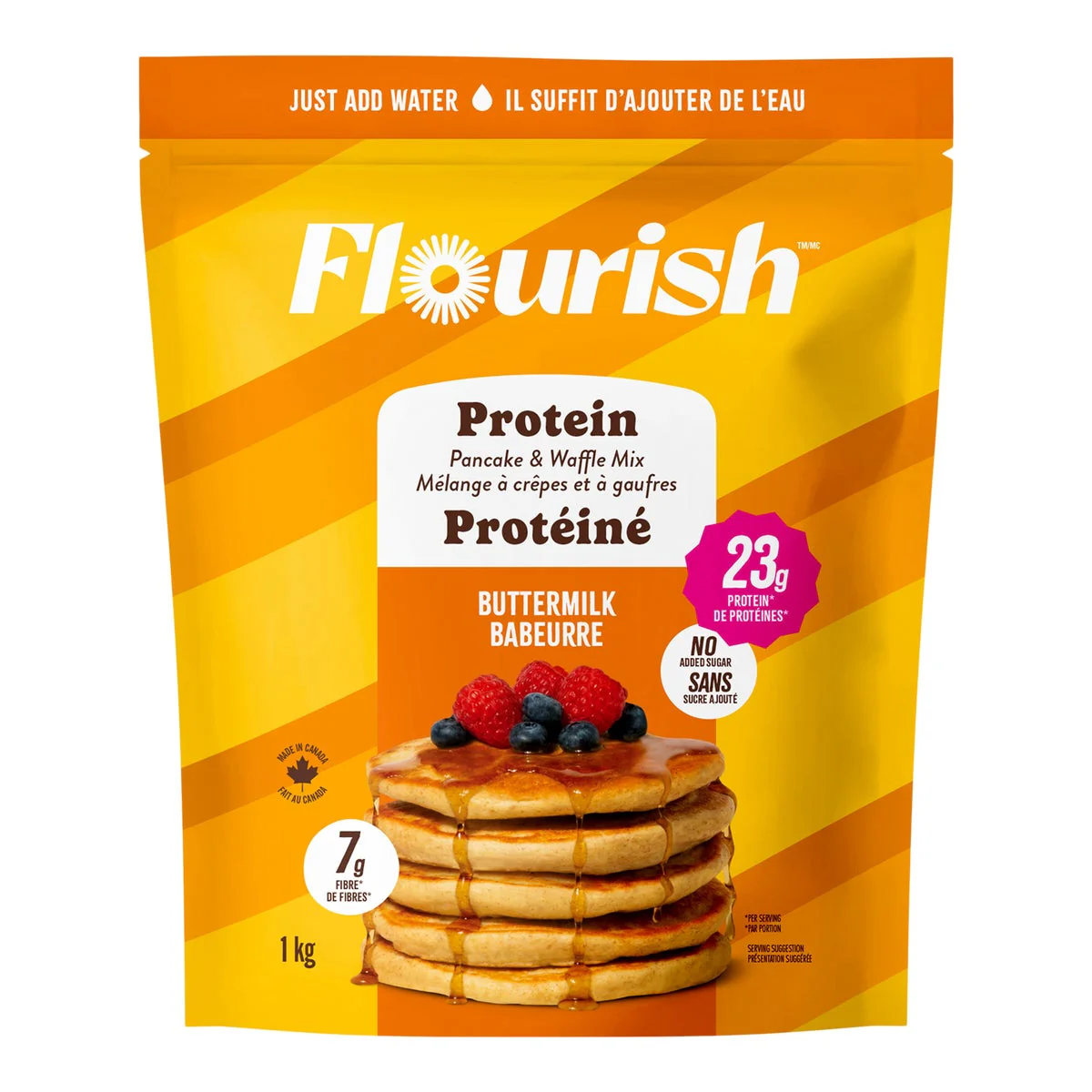 Flourish Protein Pancake & Waffle Mix - 4 x 1 kg - Grocery and Food Items - Canadian Distribution - Ships Free Within Canada on Orders Above CAD $199