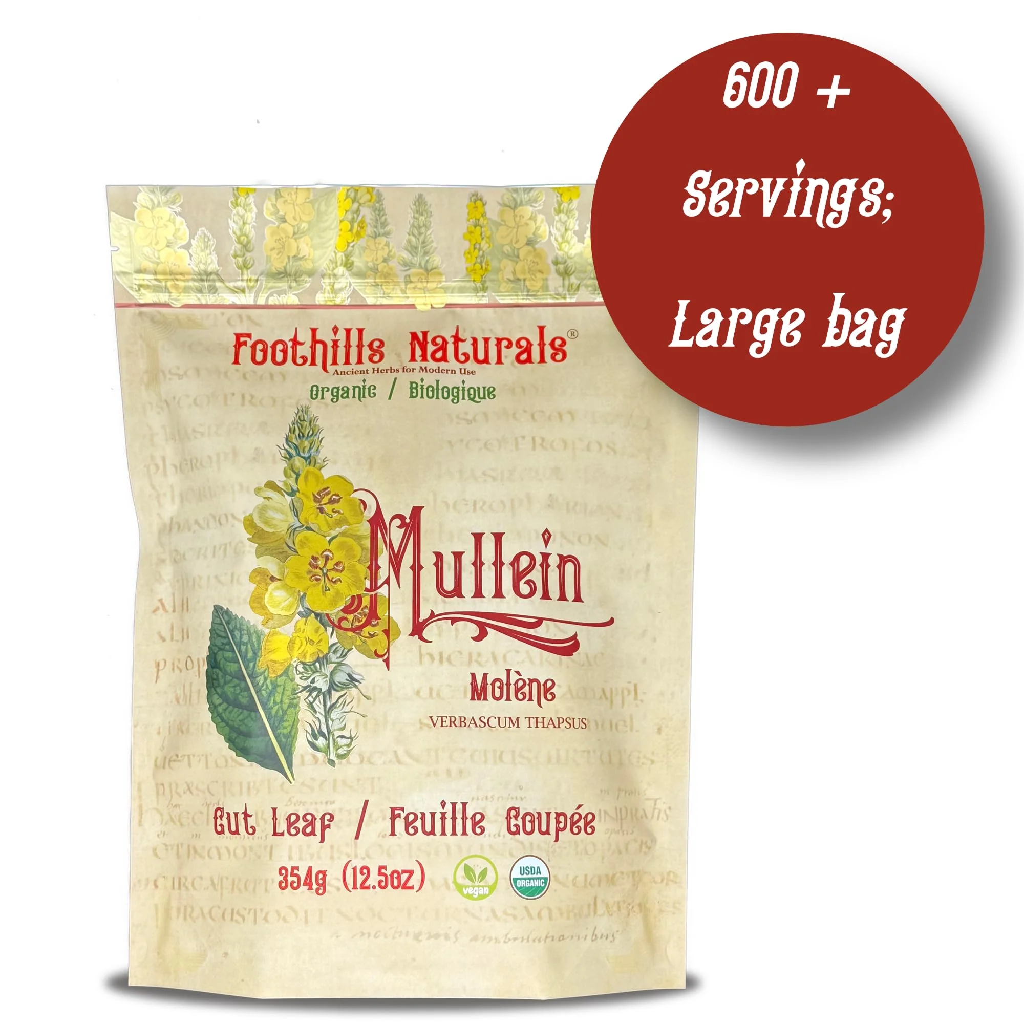 Foothills Naturals – Mullein Leaf Tea – Loose Leaf – 354g – Organic non irradiated - Canadian Distribution - Ships Free Within Canada on Orders Above CAD $199 - Image 2