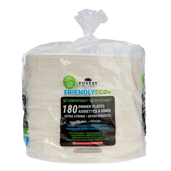 Forest For Climate Dinner Plate 10” - Pack of 180  - Disposables, Restaurant Packaging and Take-Out Supplies - Canadian Distribution - Ships Free Within Canada on Orders Above CAD $199