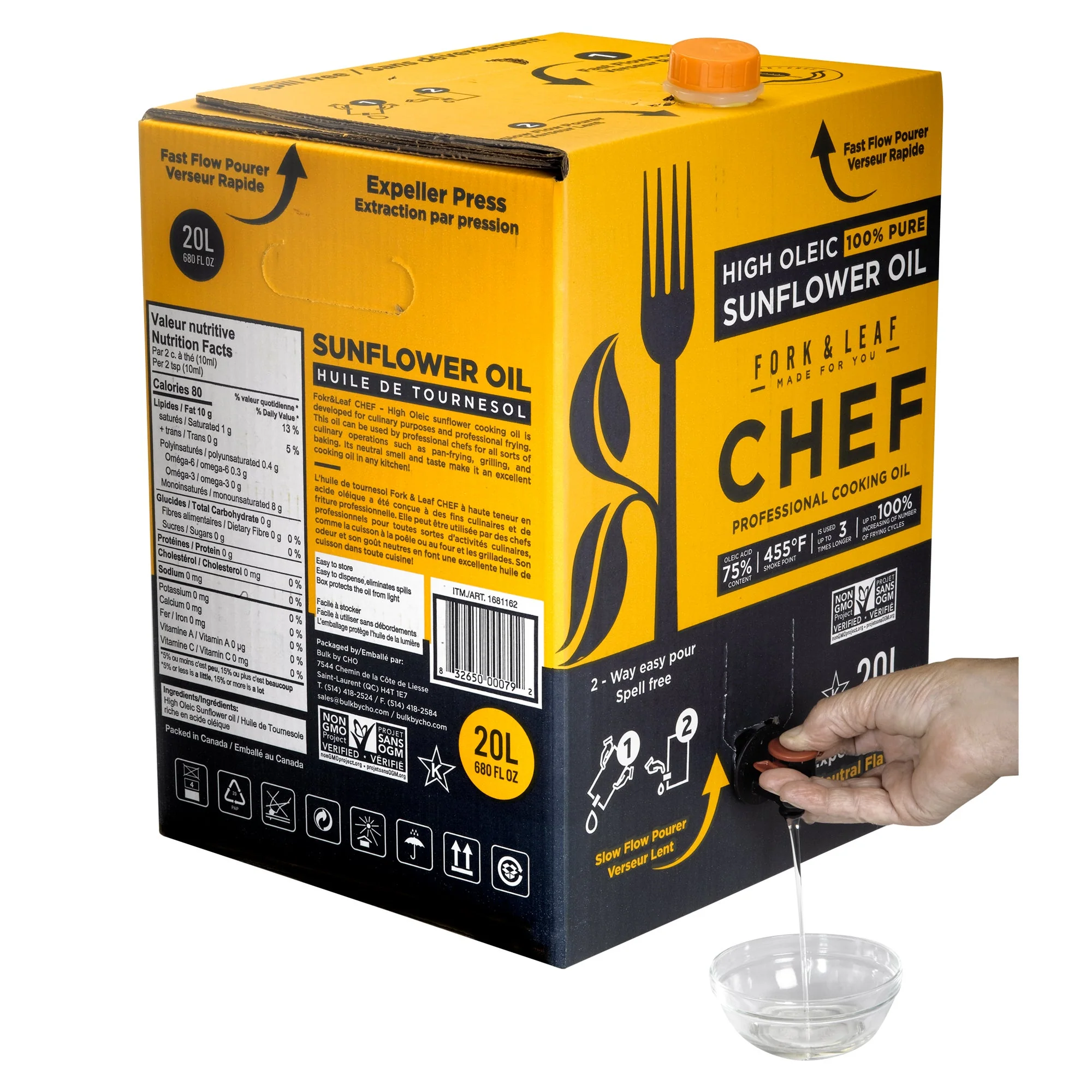 Fork & Leaf High Oleic Sunflower Oil - 2 x 20 L - Grocery and Food Items - Canadian Distribution - Ships Free Within Canada on Orders Above CAD $199 - Image 2