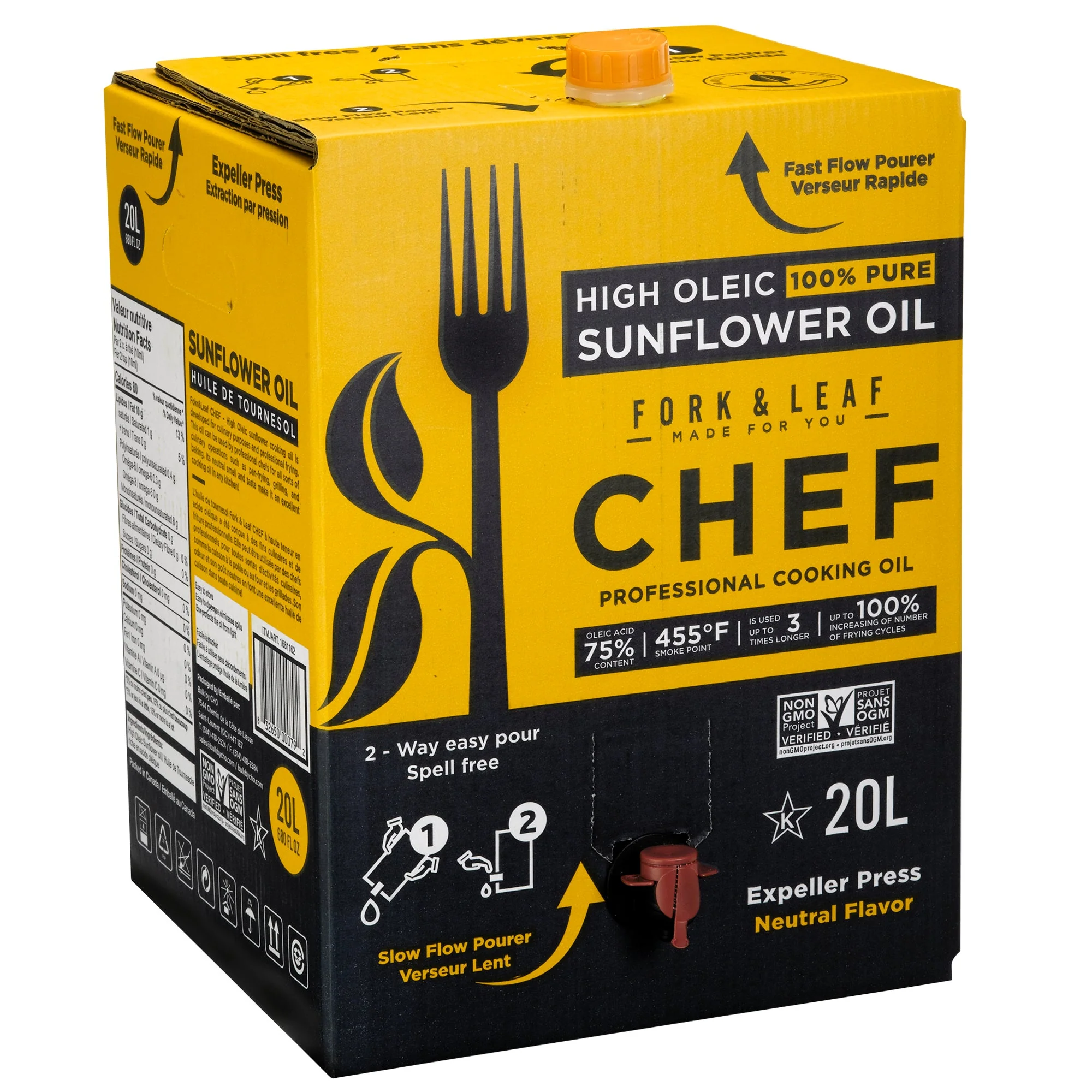Fork & Leaf High Oleic Sunflower Oil - 2 x 20 L - Grocery and Food Items - Canadian Distribution - Ships Free Within Canada on Orders Above CAD $199 - Image 3