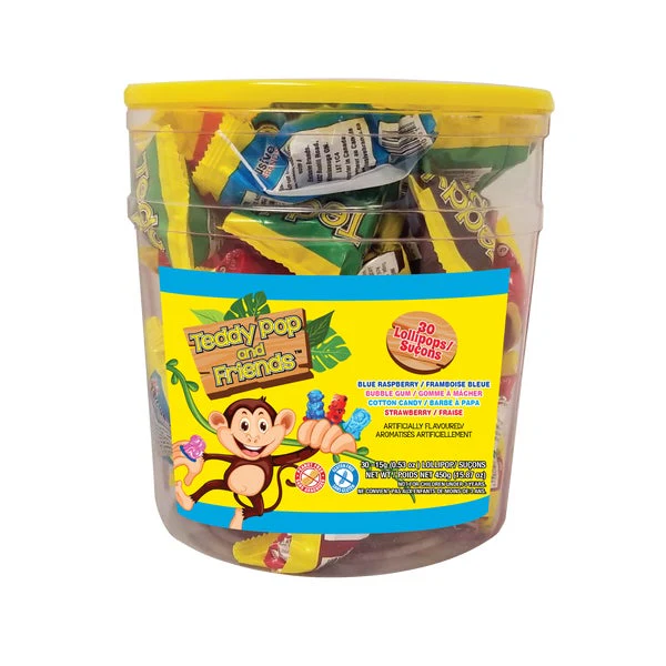 Friends Lollipops - 120 × 15 g - Teddy Pop - Canadian Distribution - Ships Free Within Canada on Orders Above CAD $199