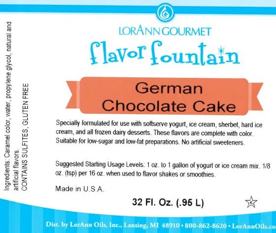 German Chocolate Cake Flavor Fountain - 4 oz. - 32 oz. - Ice Cream and Beverage Flavors - LorAnn Oils - Canadian Distribution - Ships Free Within Canada on Orders Above CAD $199 - Image 3