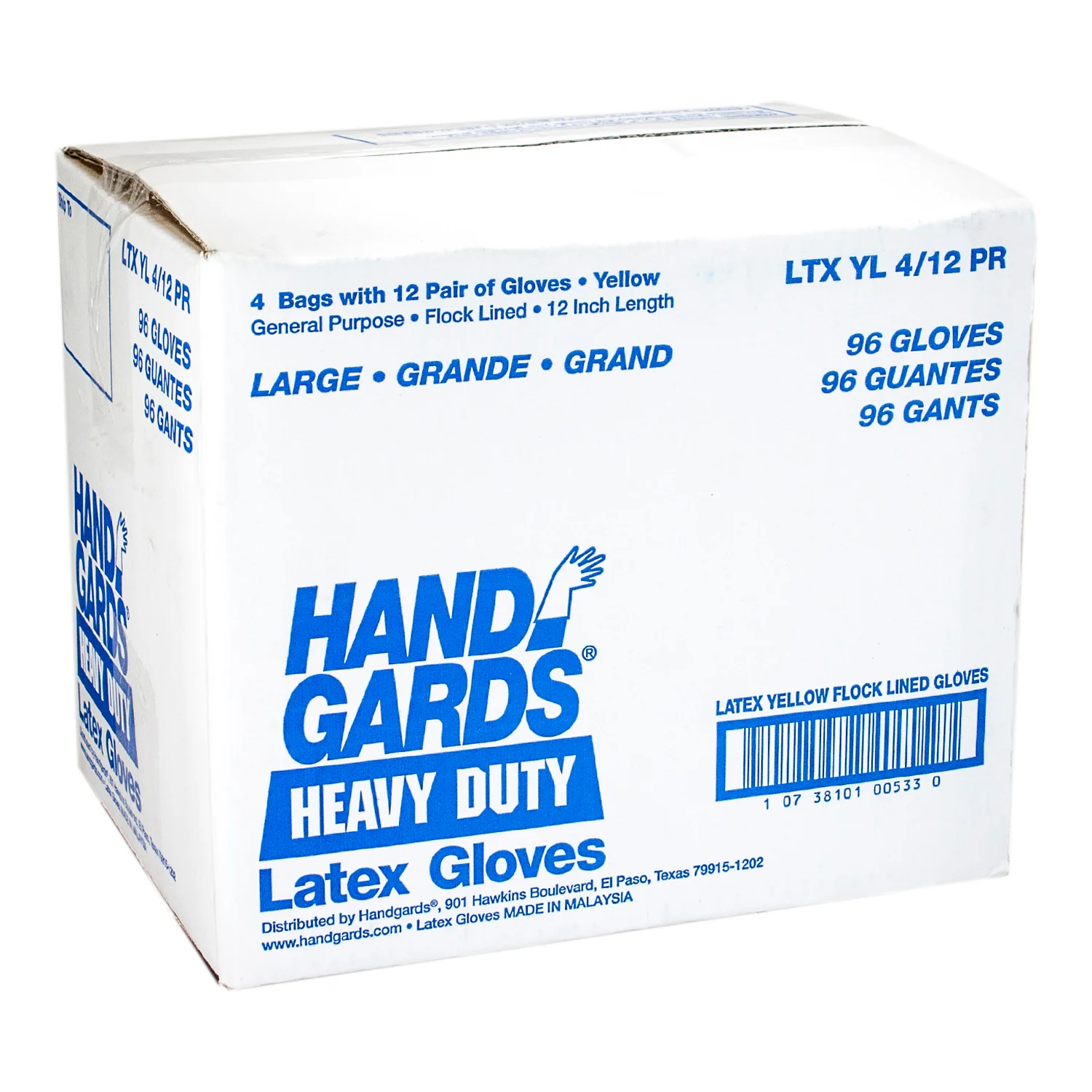 Glove Latex Large Flock Lined Yellow -  (Case = 4 x 12 Pairs) - Handgard - Packaging and Accessories - Restaurant Supplies and Equipment - Canadian Distribution - Image 3