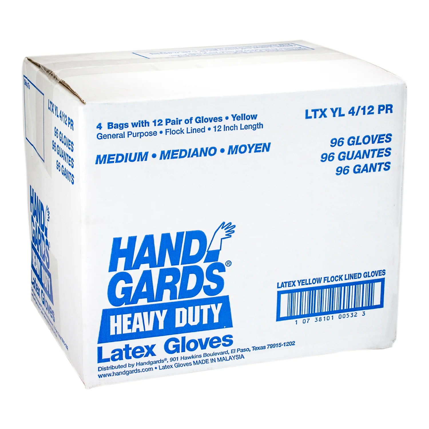 Glove Latex Medium Flock Lined Yellow -  (Case = 4 x 12 Pairs) - Handgard - Packaging and Accessories - Restaurant Supplies and Equipment - Canadian Distribution - Image 2
