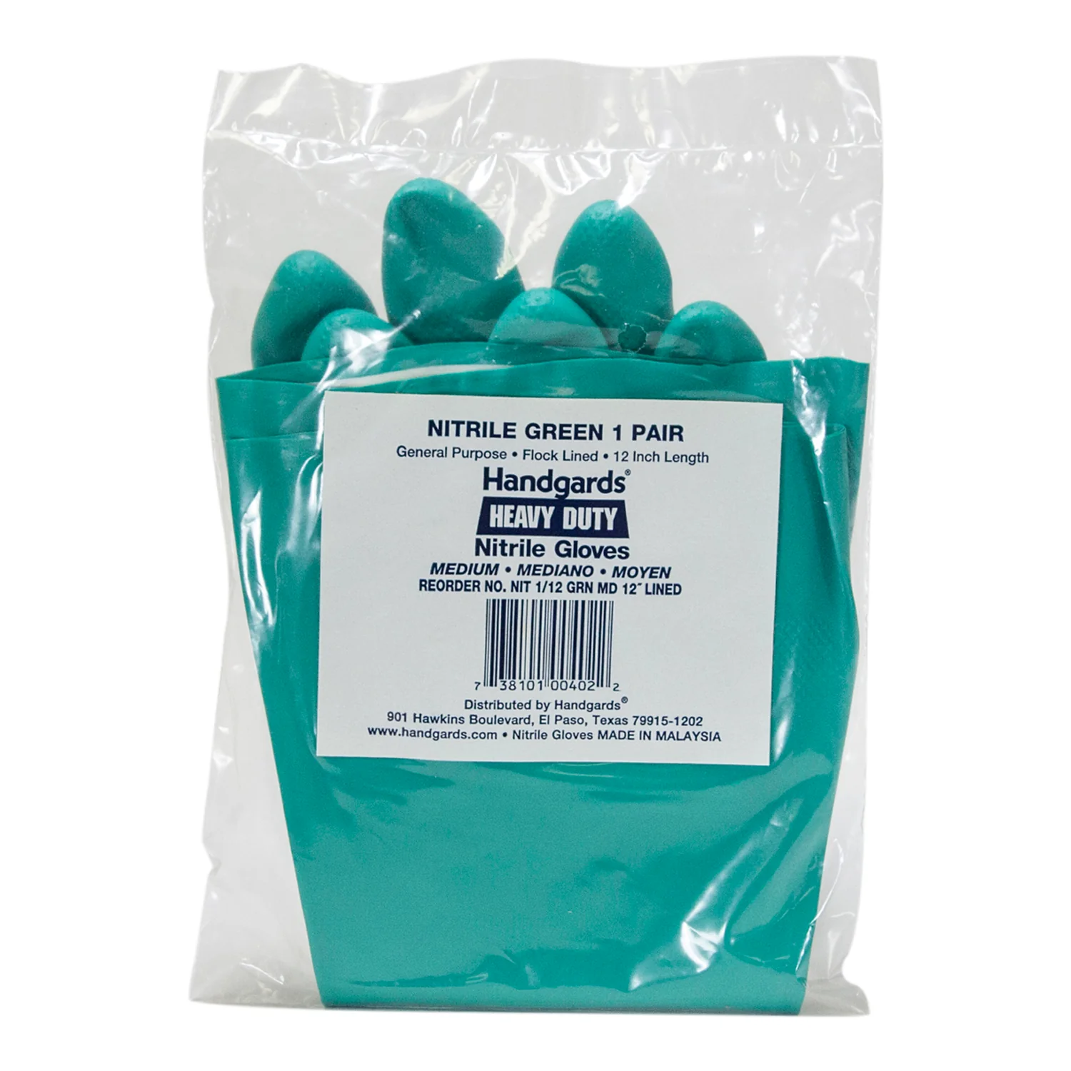 Glove Nitrile Pot & Sink Green Medium - 12 pair - Handgard - Packaging and Accessories - Restaurant Supplies and Equipment - Canadian Distribution - Image 2
