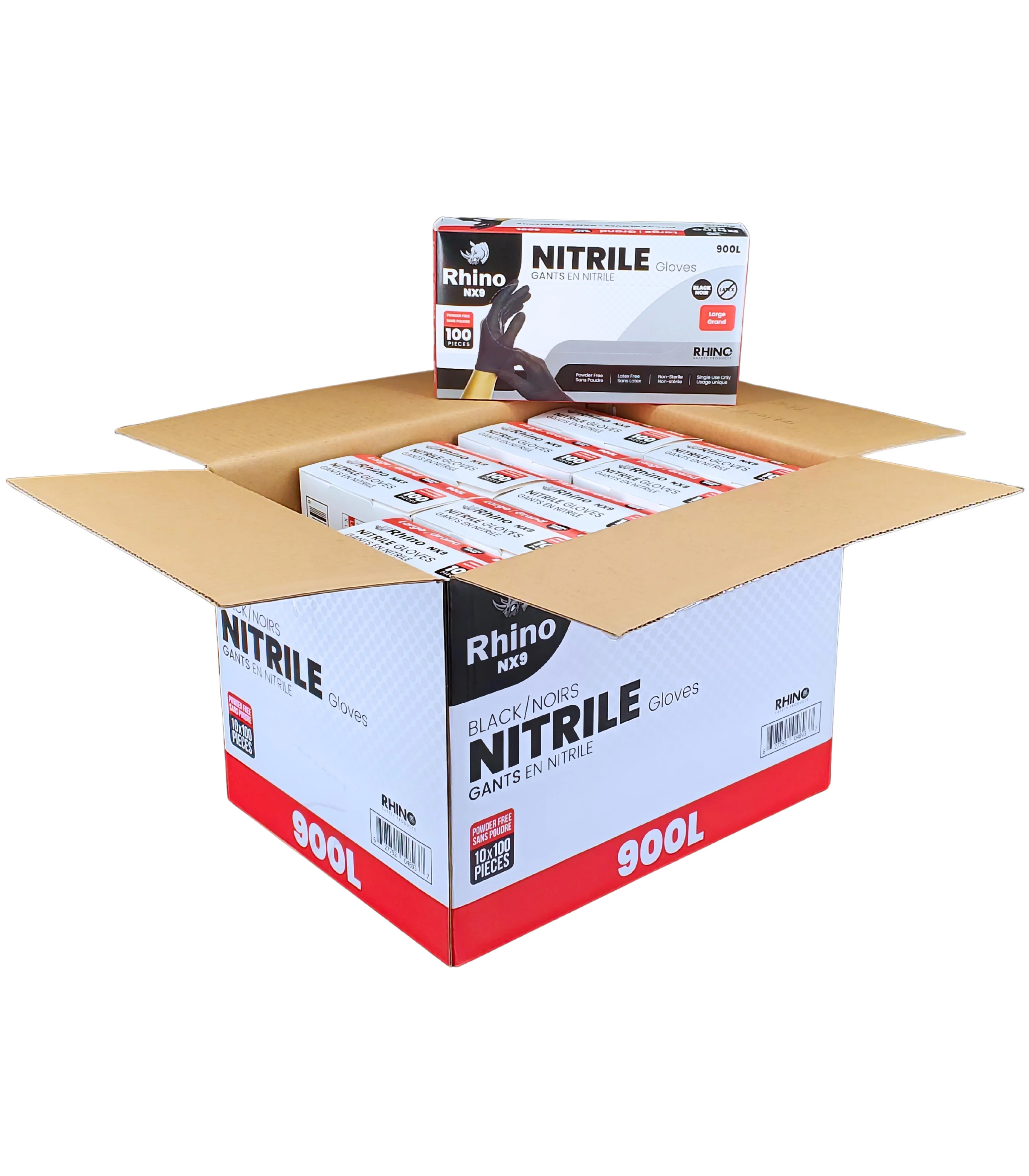 Rhino - NX9 - Black Nitrile Gloves - PF - Large - 900L - Image 3