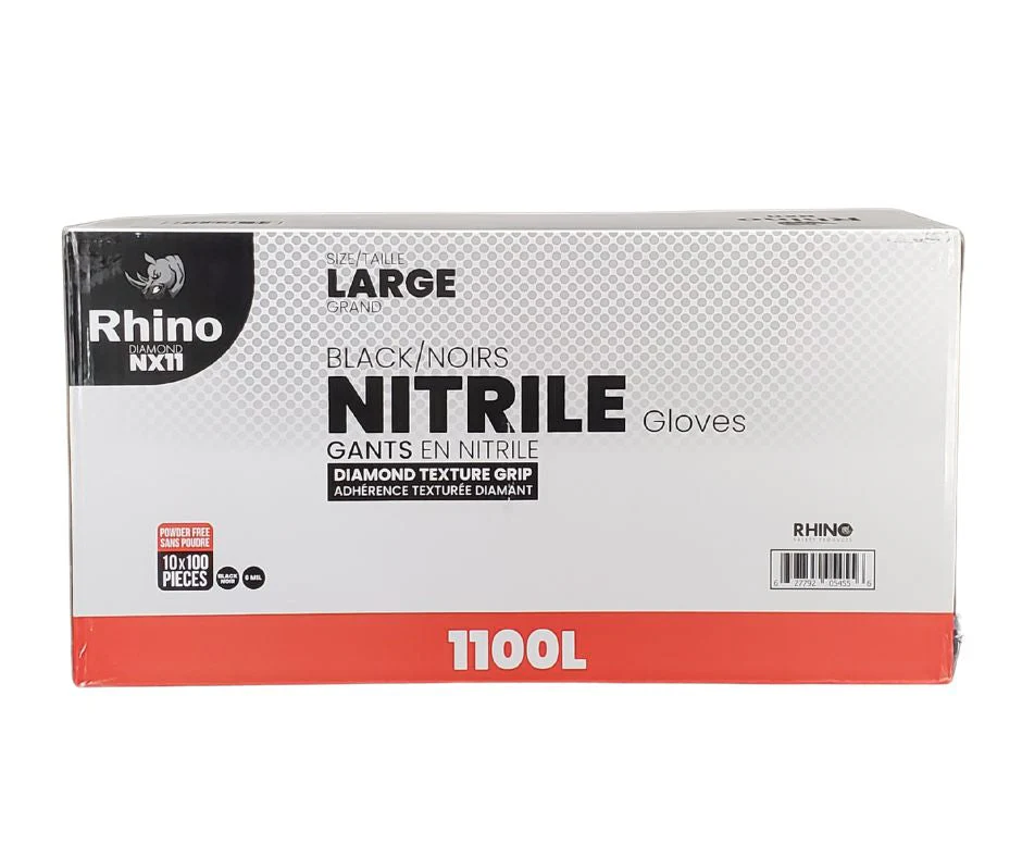 Rhino - NX11 - Black Nitrile Gloves - Diamond - 6mil - Large - 1100L - Image 9