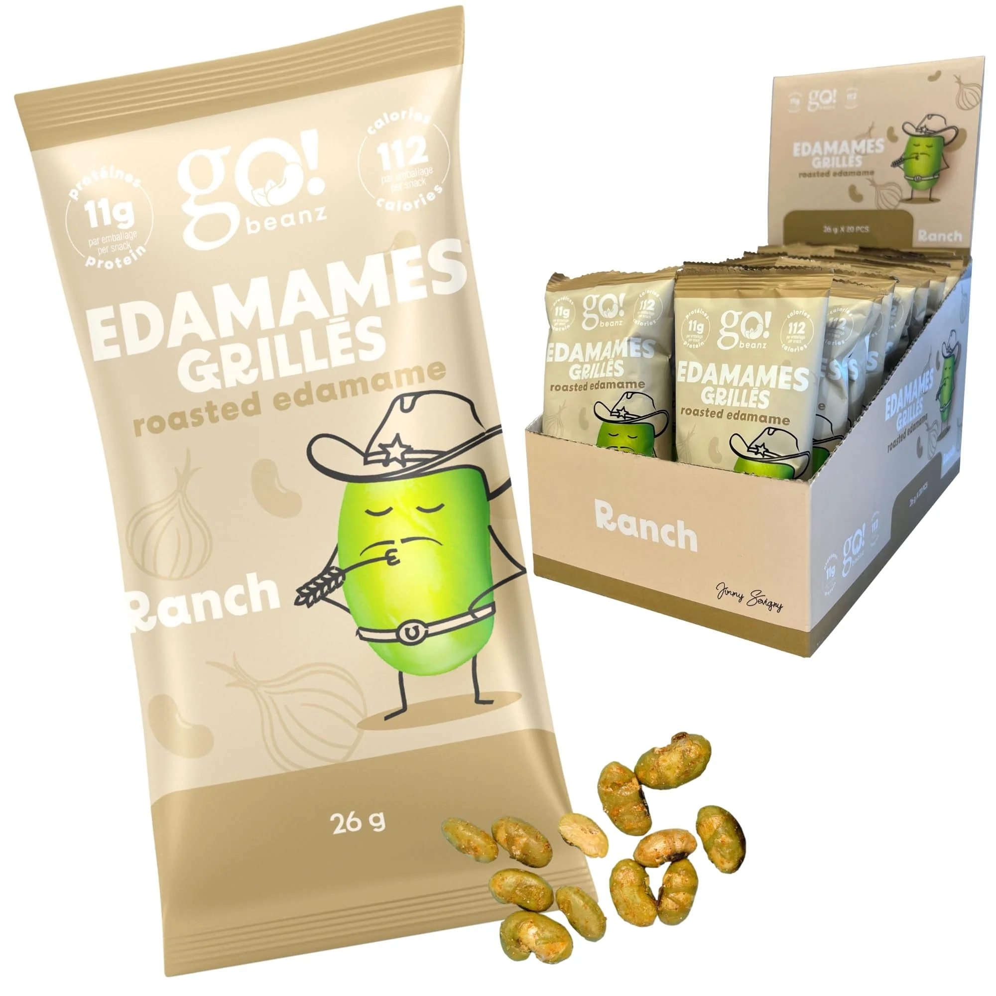 GoBeanz – Crunchy Roasted Edamame – Tasty Ranch – 20 Packs - Canadian Distribution - Ships Free Within Canada on Orders Above CAD $199