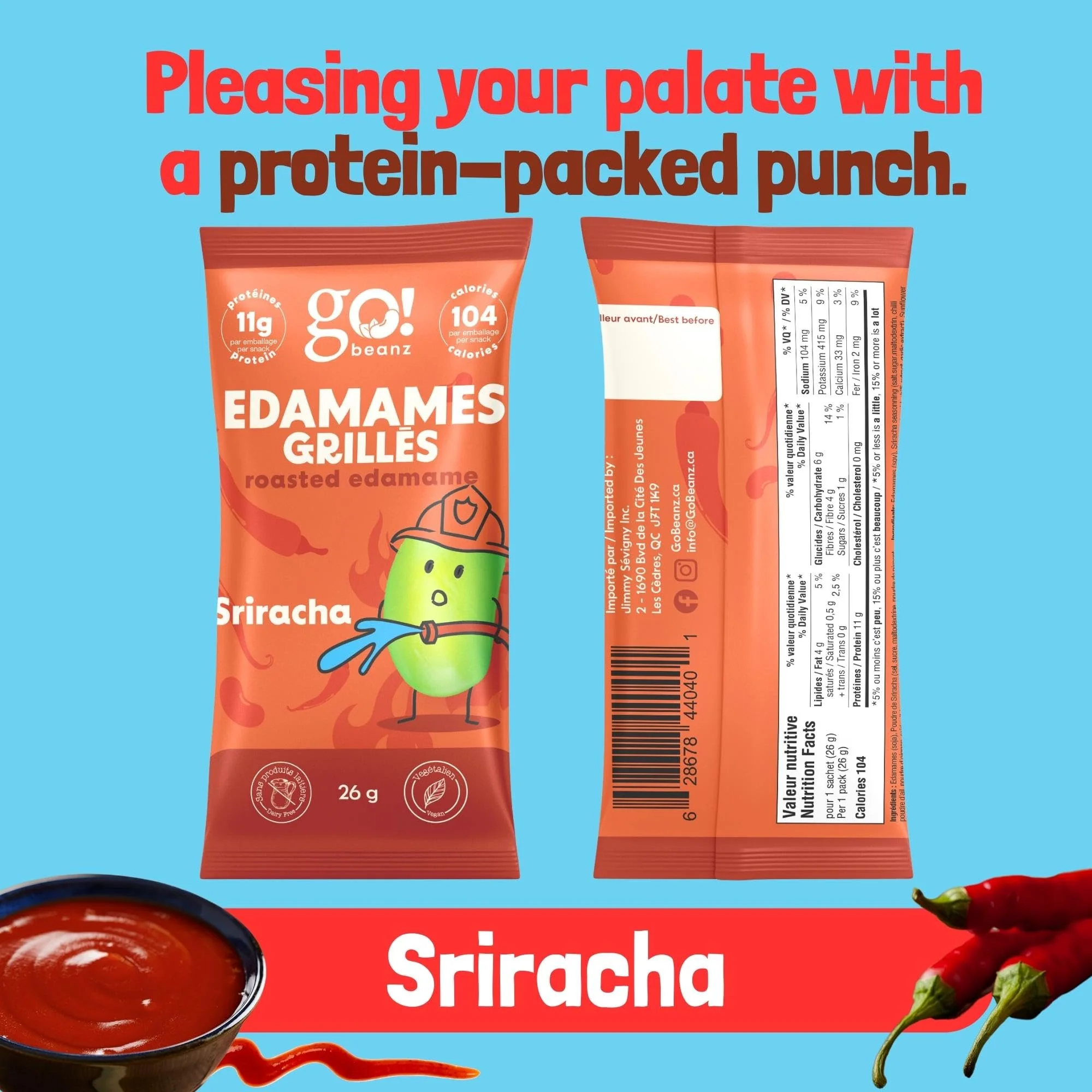 GoBeanz – Roasted Edamame – Sriracha – High-Protein Snack – 20 Packs - Canadian Distribution - Ships Free Within Canada on Orders Above CAD $199 - Image 3