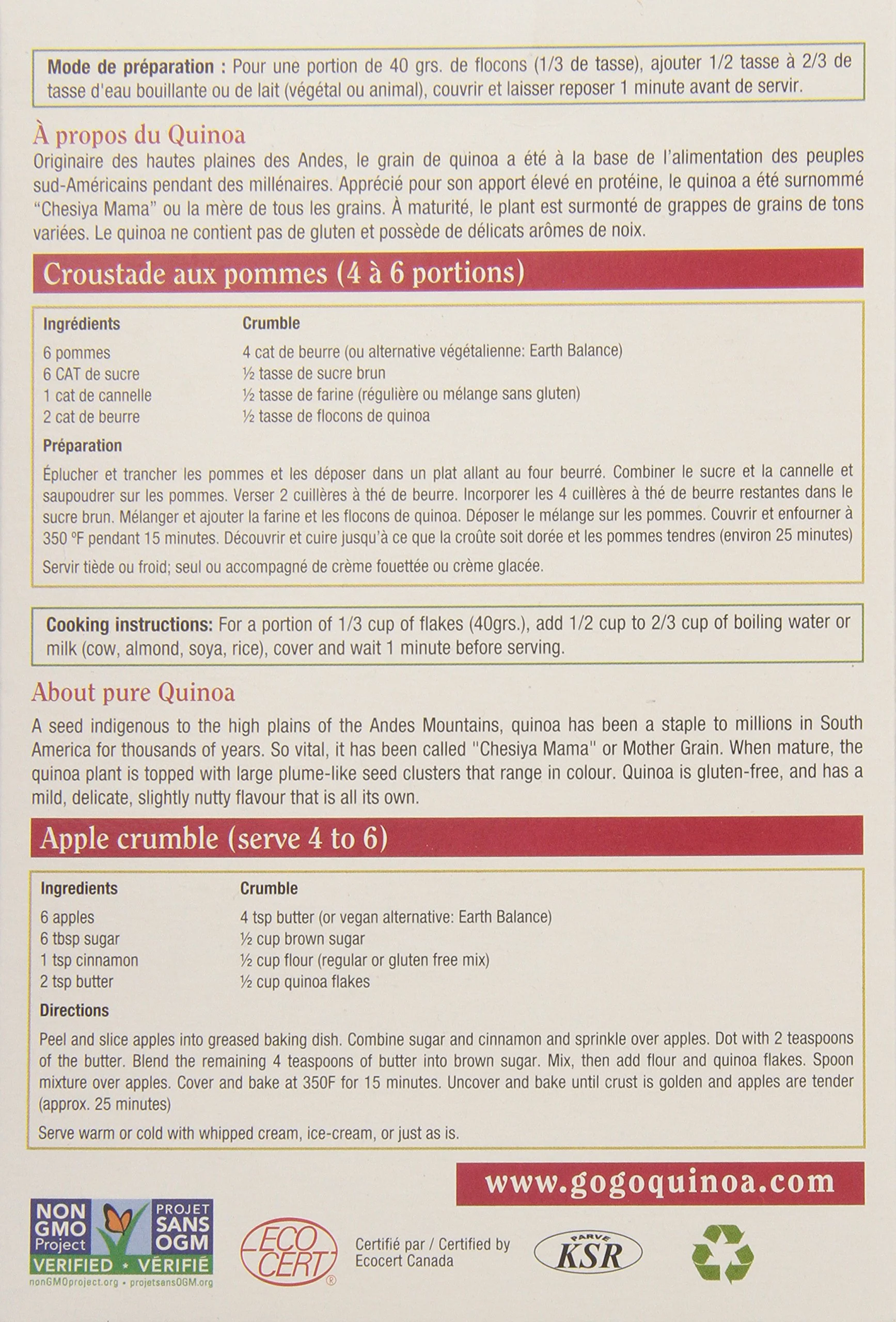GoGo Quinoa Flakes Cereal - 2 x 350G Organic Breakfast - Canadian Distribution - Ships Free Within Canada on Orders Above CAD $199 - Image 6