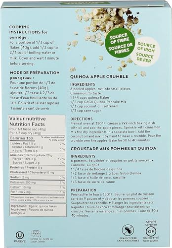 GoGo Quinoa Flakes Cereal - 2 x 350G Organic Breakfast - Canadian Distribution - Ships Free Within Canada on Orders Above CAD $199 - Image 7