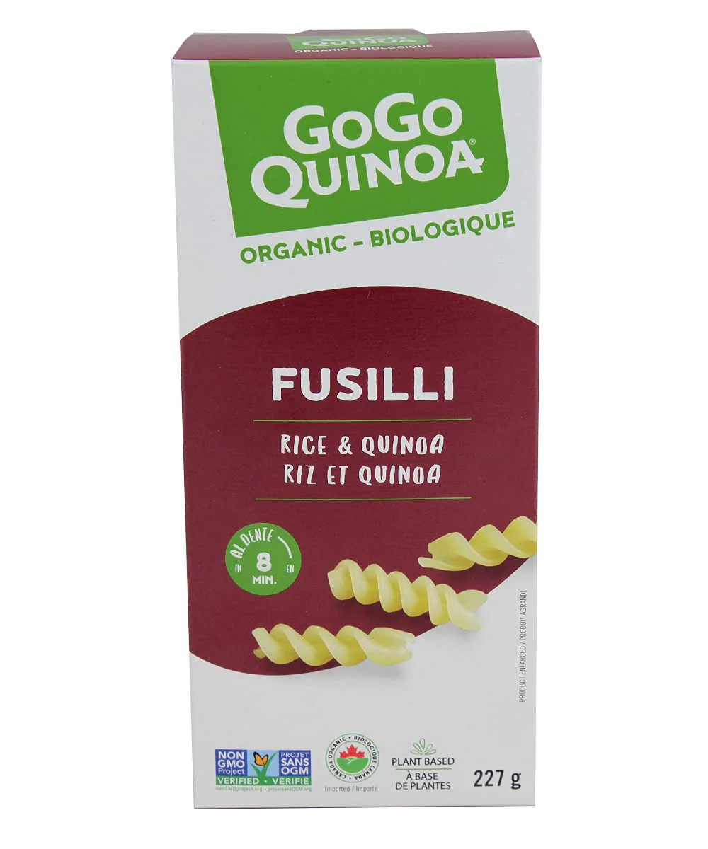 GoGo Quinoa Organic Gluten-Free Rice & Quinoa Fusilli Pasta - 2 x 227g - Canadian Distribution - Ships Free Within Canada on Orders Above CAD $199