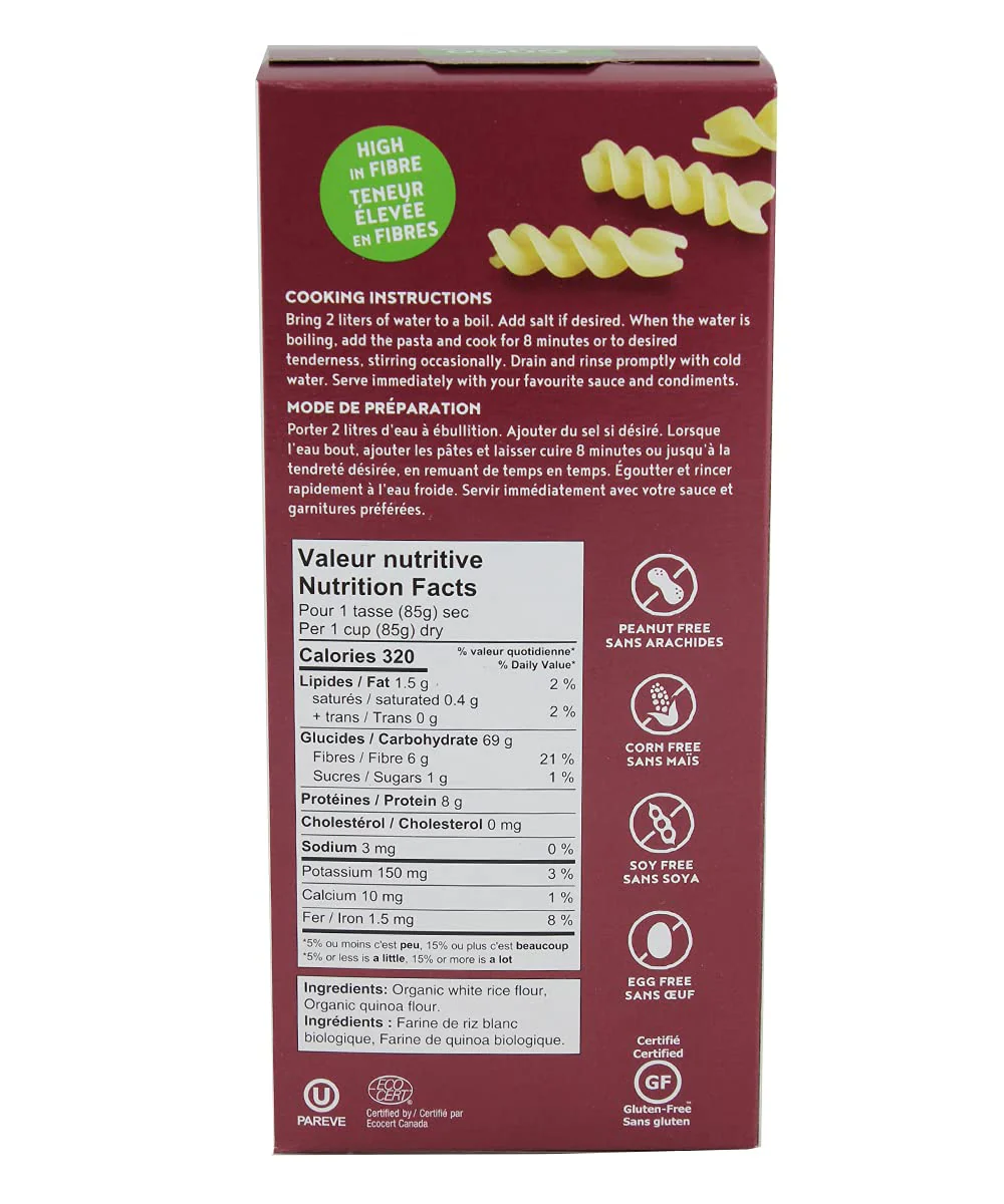 GoGo Quinoa Organic Gluten-Free Rice & Quinoa Fusilli Pasta - 2 x 227g - Canadian Distribution - Ships Free Within Canada on Orders Above CAD $199 - Image 4