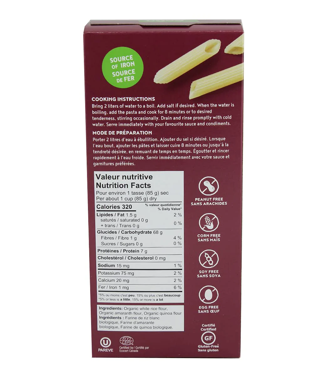 GoGo Quinoa Organic Penne Pasta - Gluten-Free Rice & Amaranth Blend | Non-GMO Vegan | 2 x 227g - Canadian Distribution - Ships Free Within Canada on Orders Above CAD $199 - Image 4