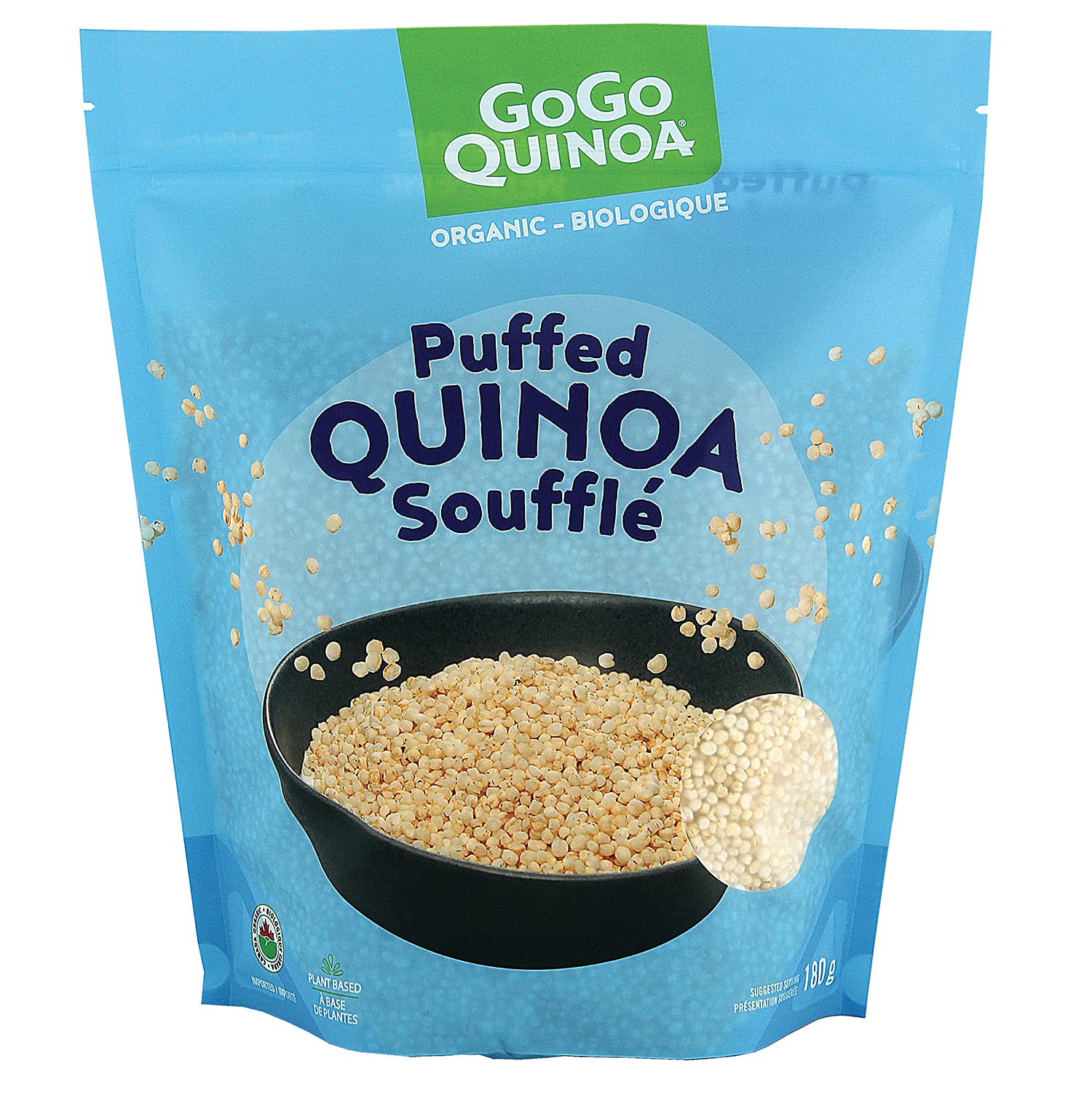 GoGo Quinoa Puffed Quinoa Cereal - Organic, Gluten Free, Non-GMO - 2 x 180g - Canadian Distribution - Ships Free Within Canada on Orders Above CAD $199