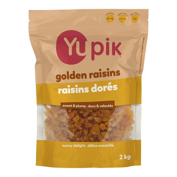 Golden Raisins - 4 x 2 kg - Yupik - Canadian Distribution - Ships Free Within Canada on Orders Above CAD $199
