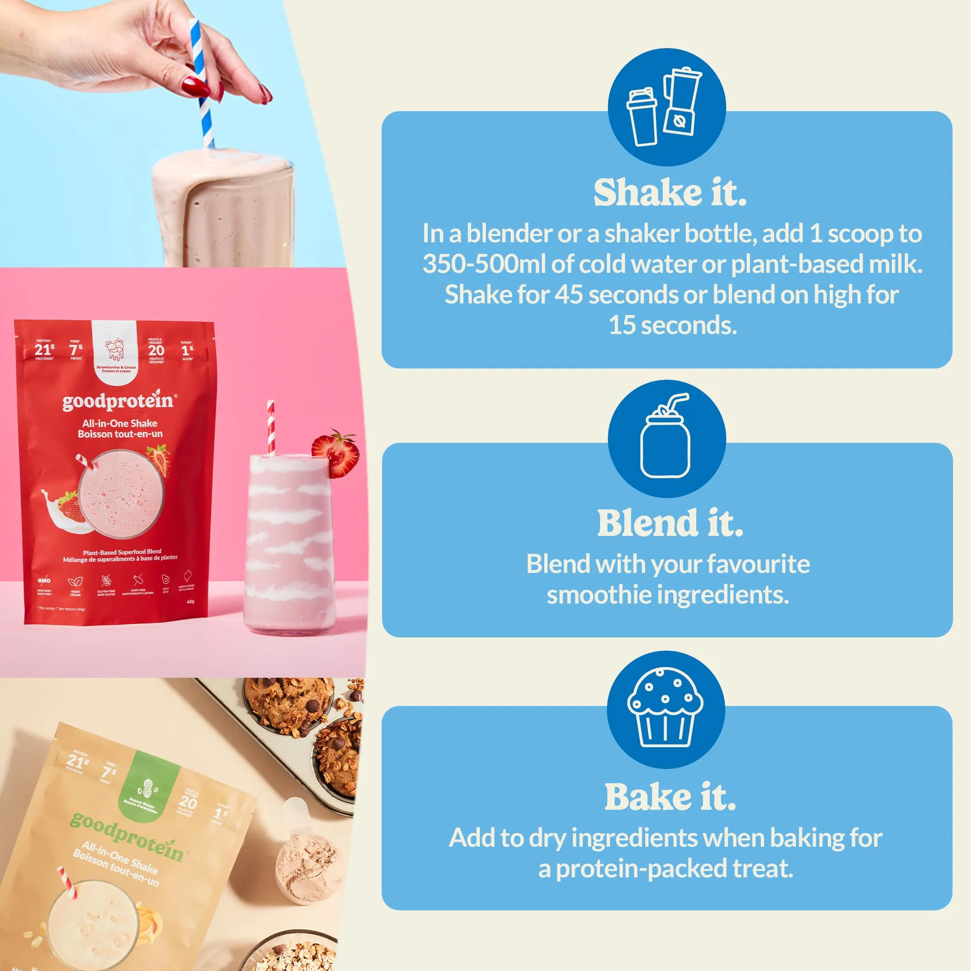Good Protein – Vegan All-in-One Protein Shake – Mint Chocolate Chip – 880g - Canadian Distribution - Ships Free Within Canada on Orders Above CAD $199 - Image 3