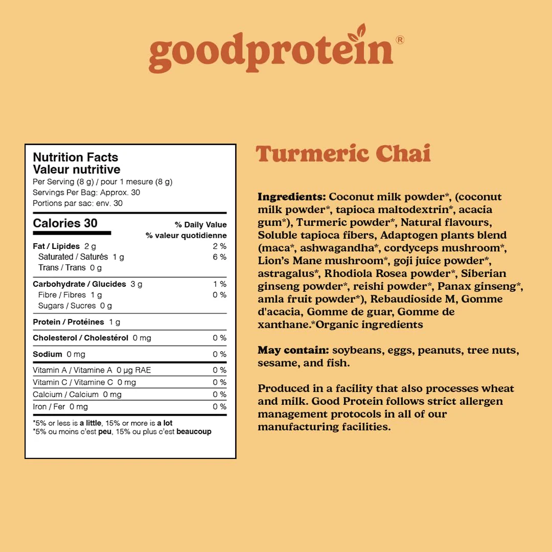 GoodProtein – Golden Turmeric Latte – 225 g – 30 Servings - Canadian Distribution - Ships Free Within Canada on Orders Above CAD $199 - Image 5