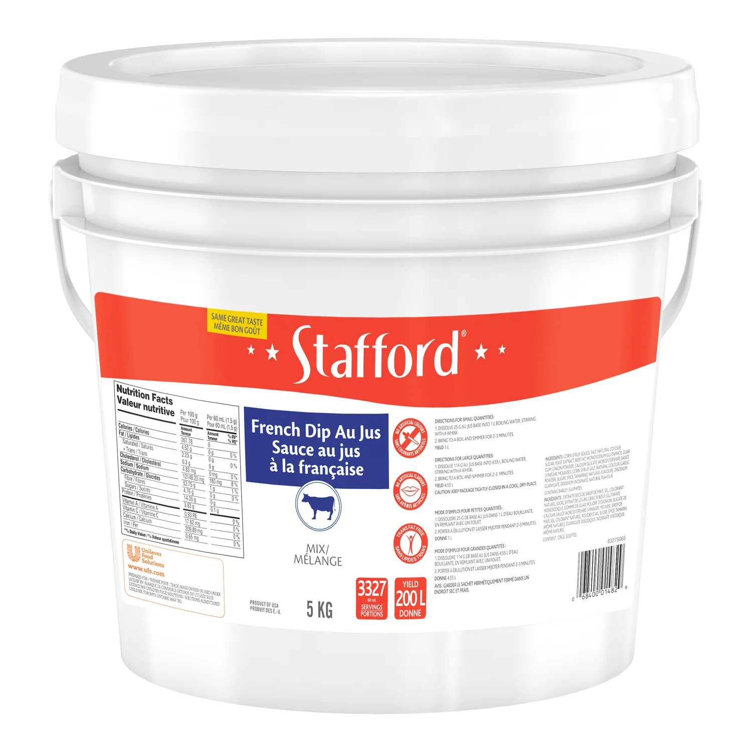 Gravy Base French Dip Au Jus - 1 x 5 kg - Stafford - Restaurant and Foodservice Ingredients - Canadian Distribution - Ships Free Within Canada on Orders Above CAD $199