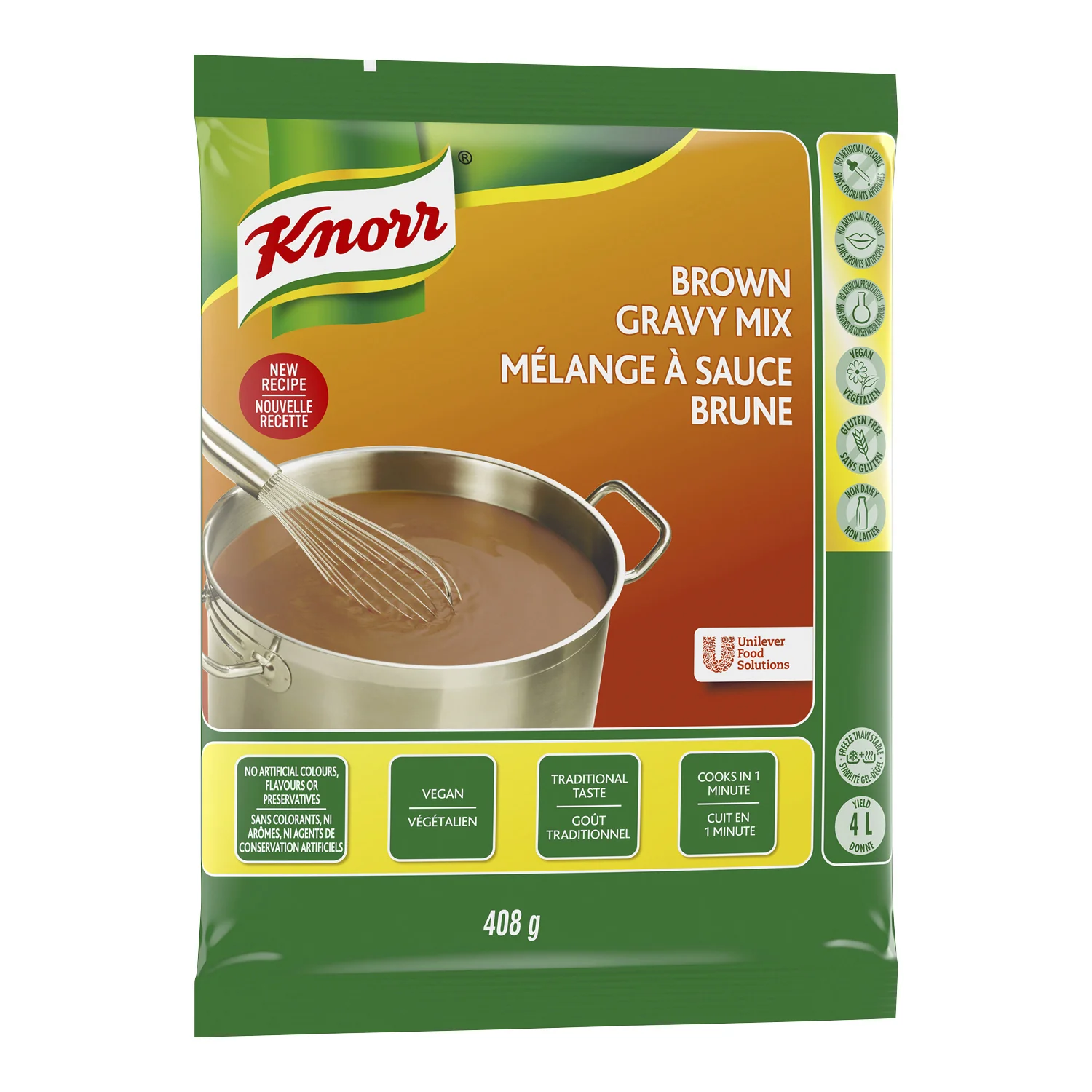 Gravy Brown Instant - 6 x 408 g - Knorr Swiss - Restaurant and Foodservice Ingredients - Canadian Distribution - Ships Free Within Canada on Orders Above CAD $199