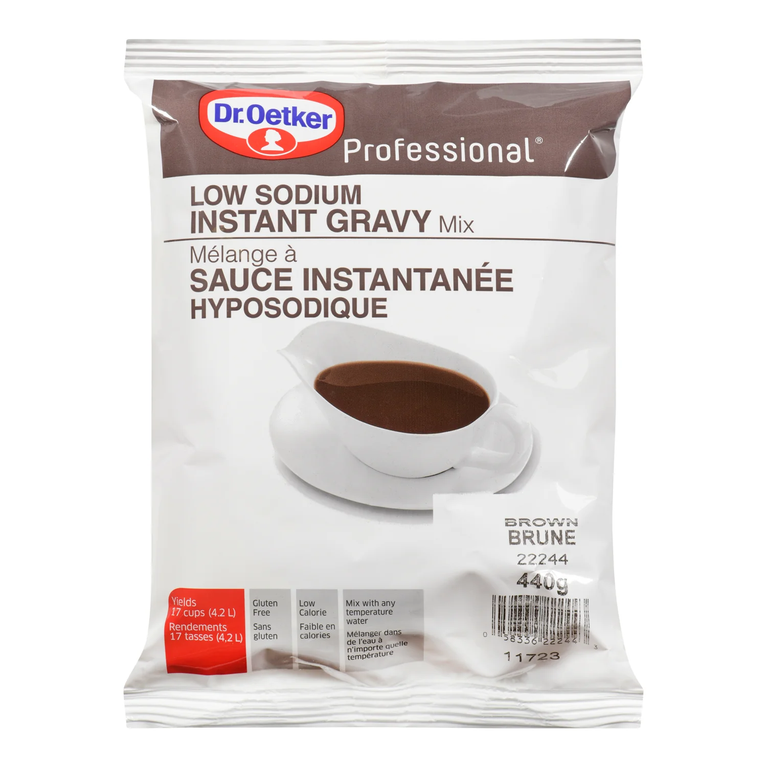 Gravy Brown Mix Instant Low-Sodium - 6 x 440 g - Oetker - Restaurant and Foodservice Ingredients - Canadian Distribution - Ships Free Within Canada on Orders Above CAD $199