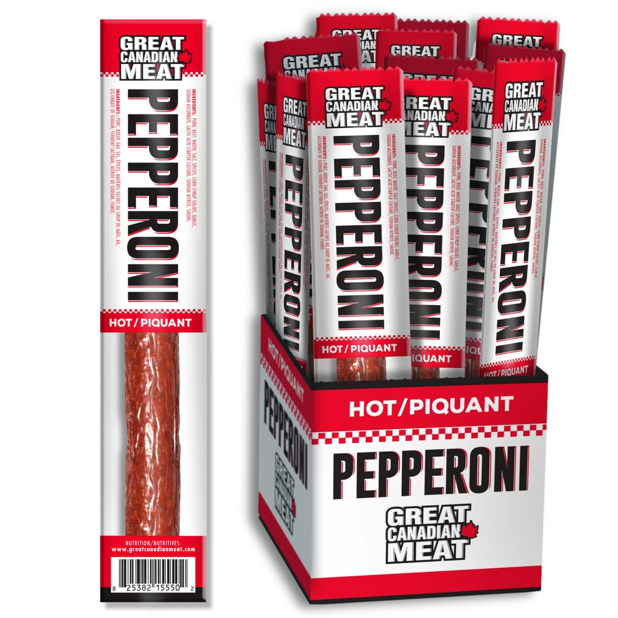 Great Canadian Meat – Pepperoni Sticks – Hot – 18 × 22g – High protein snack - Canadian Distribution - Ships Free Within Canada on Orders Above CAD $199 - Image 2