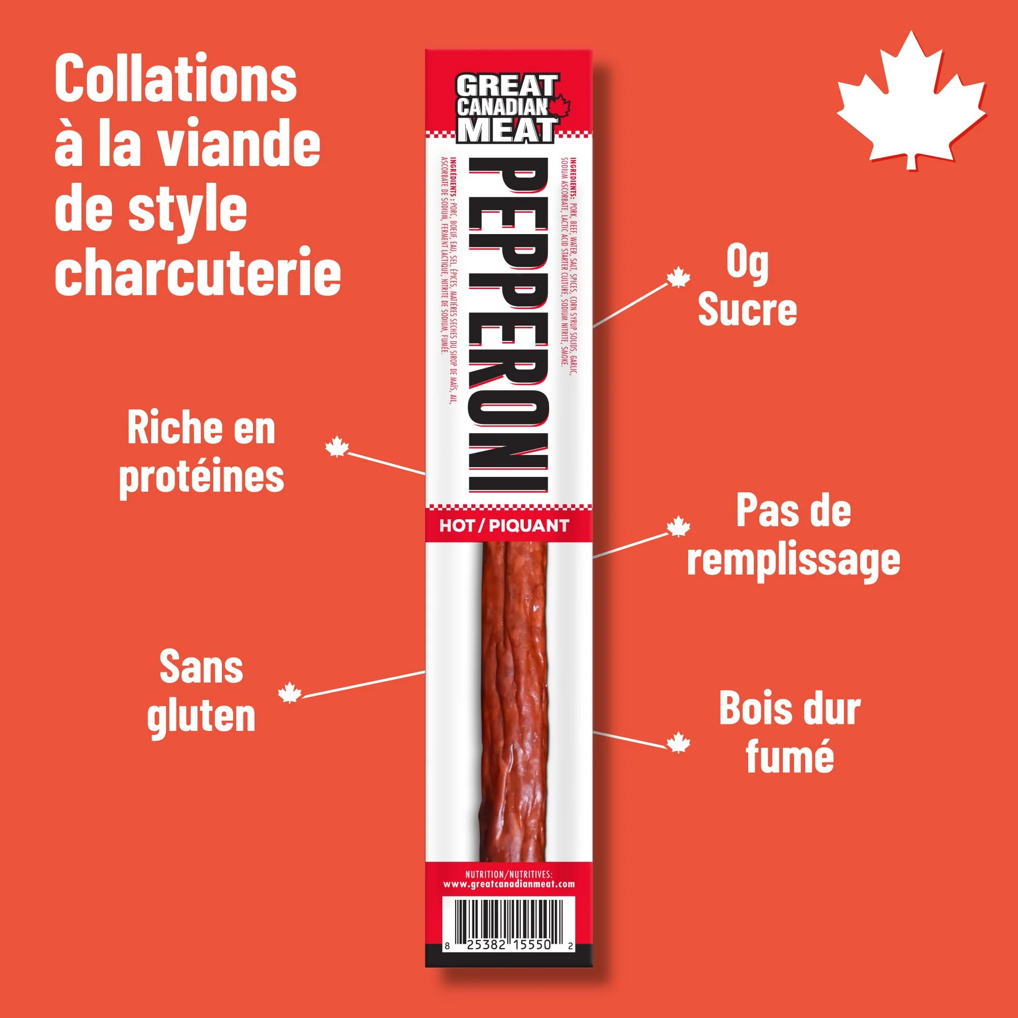 Great Canadian Meat – Pepperoni Sticks – Hot – 18 × 22g – High protein snack - Canadian Distribution - Ships Free Within Canada on Orders Above CAD $199 - Image 5