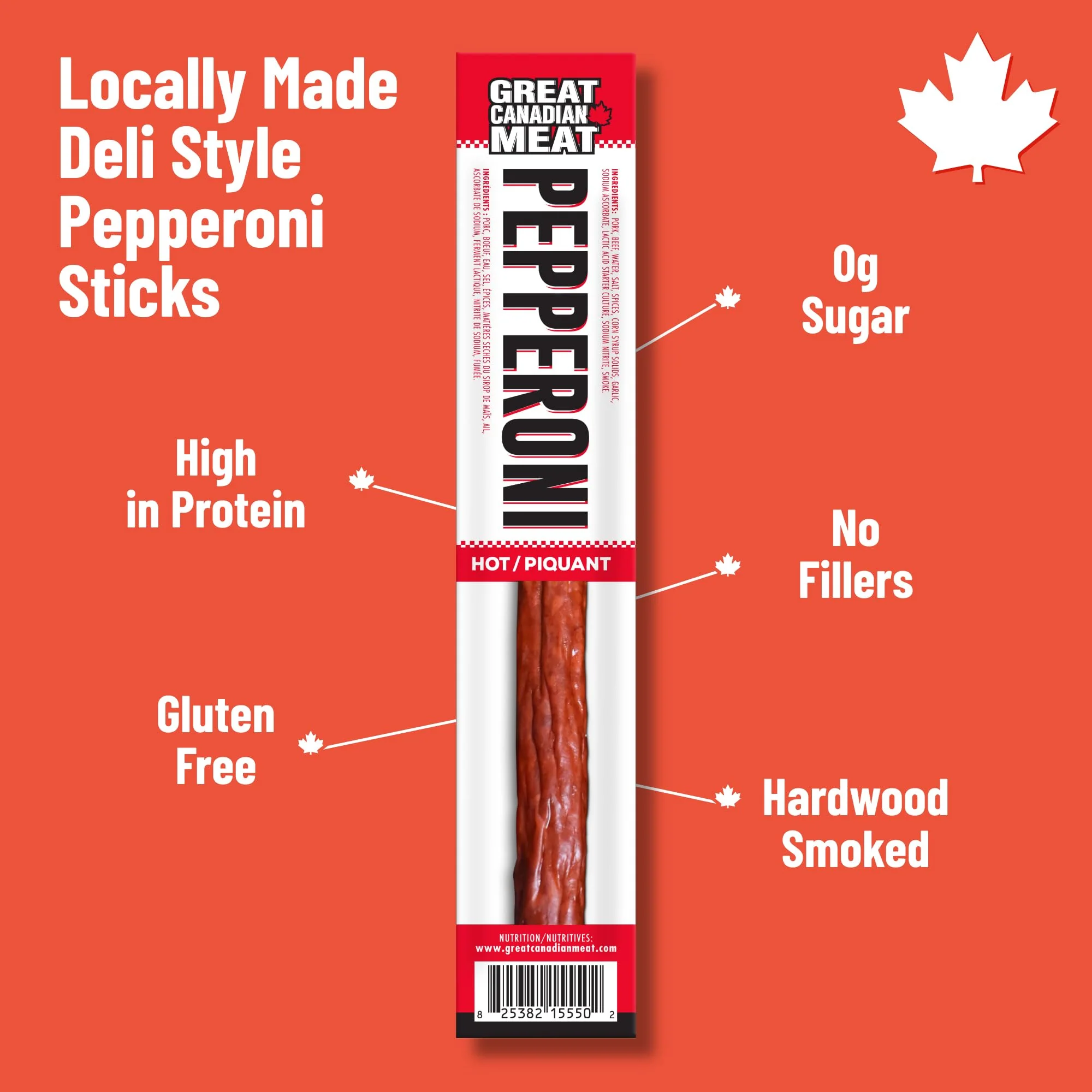 Great Canadian Meat – Pepperoni Sticks – Hot – 18 × 22g – High protein snack - Canadian Distribution - Ships Free Within Canada on Orders Above CAD $199 - Image 6
