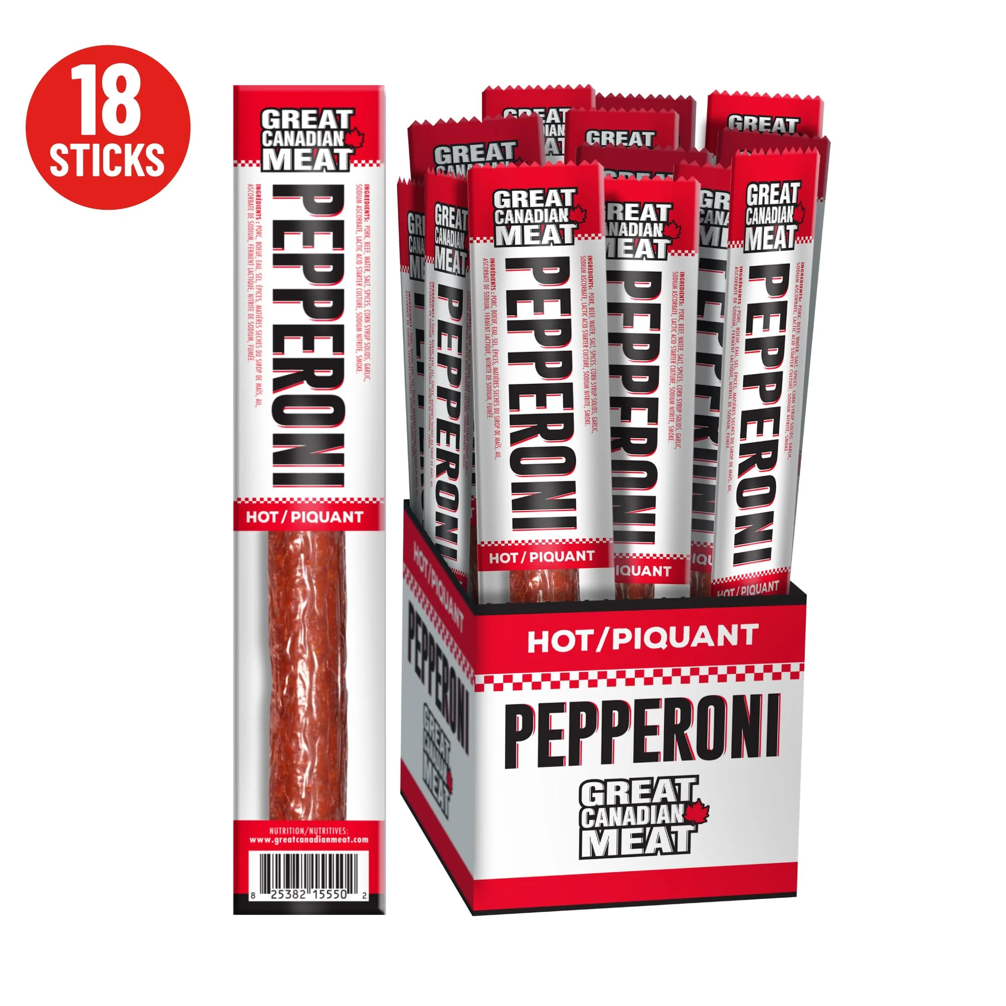 Great Canadian Meat – Pepperoni Sticks – Hot – 18 × 22g – High protein snack - Canadian Distribution - Ships Free Within Canada on Orders Above CAD $199 - Image 7