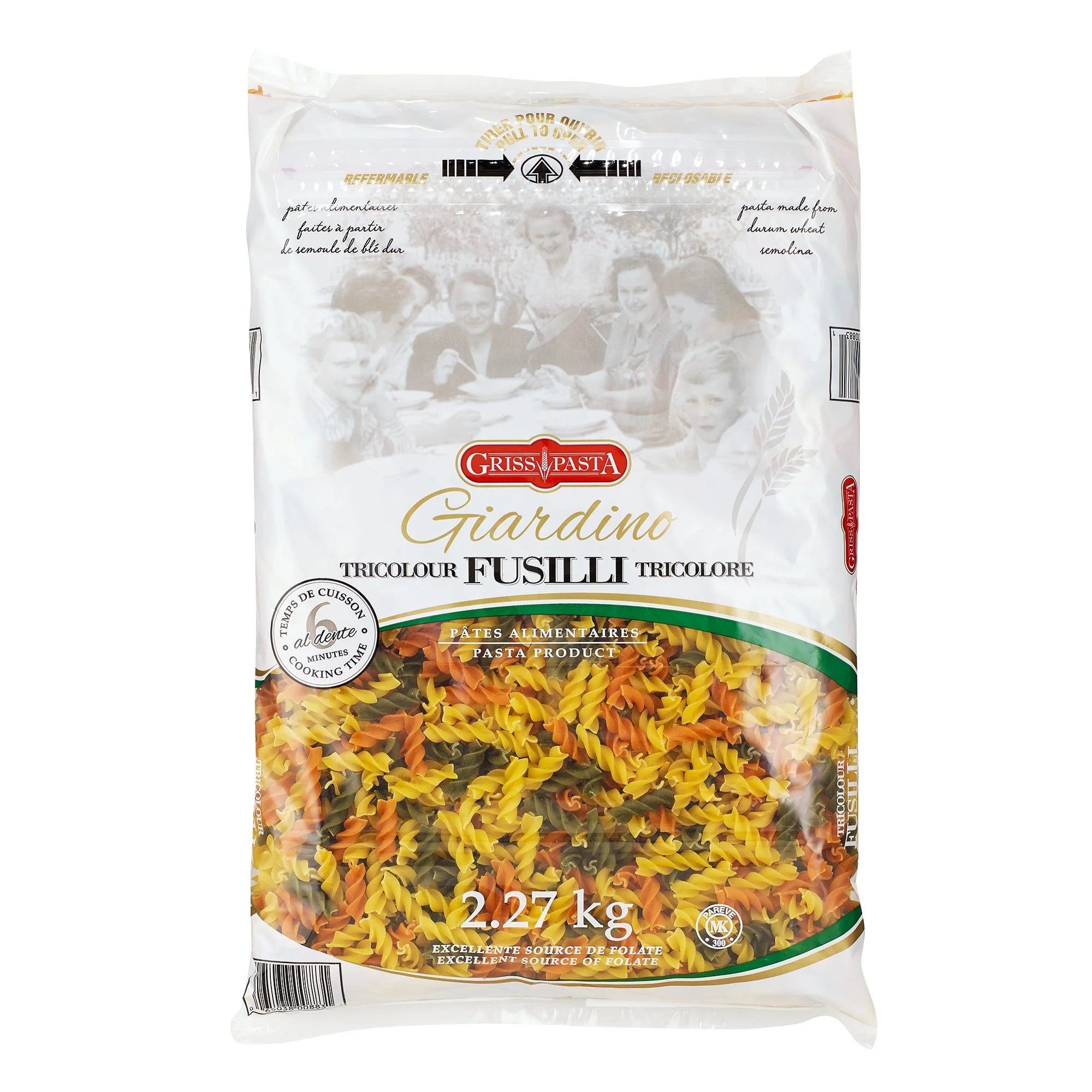 Griss Pasta Giardino Tricolour Fusilli - 4 x 2.27 kg - Grocery and Food Items - Canadian Distribution - Ships Free Within Canada on Orders Above CAD $199