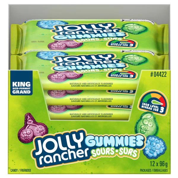 Gummies Original Sour King Size - 48 × 96g - Jolly Rancher - Canadian Distribution - Ships Free Within Canada on Orders Above CAD $199