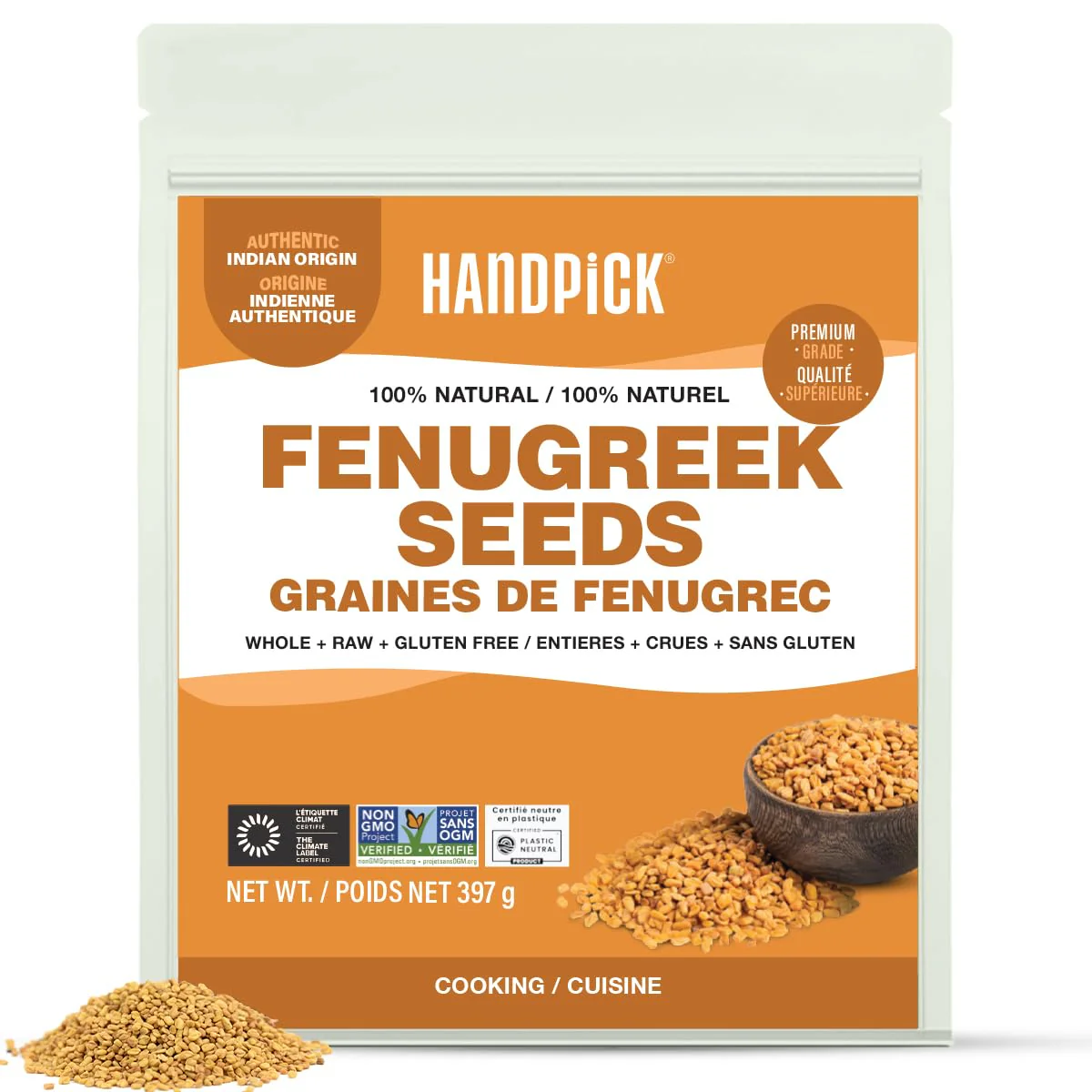 HANDPICK Fenugreek Seeds 2 x 14oz - Canadian Distribution - Ships Free Within Canada on Orders Above CAD $199