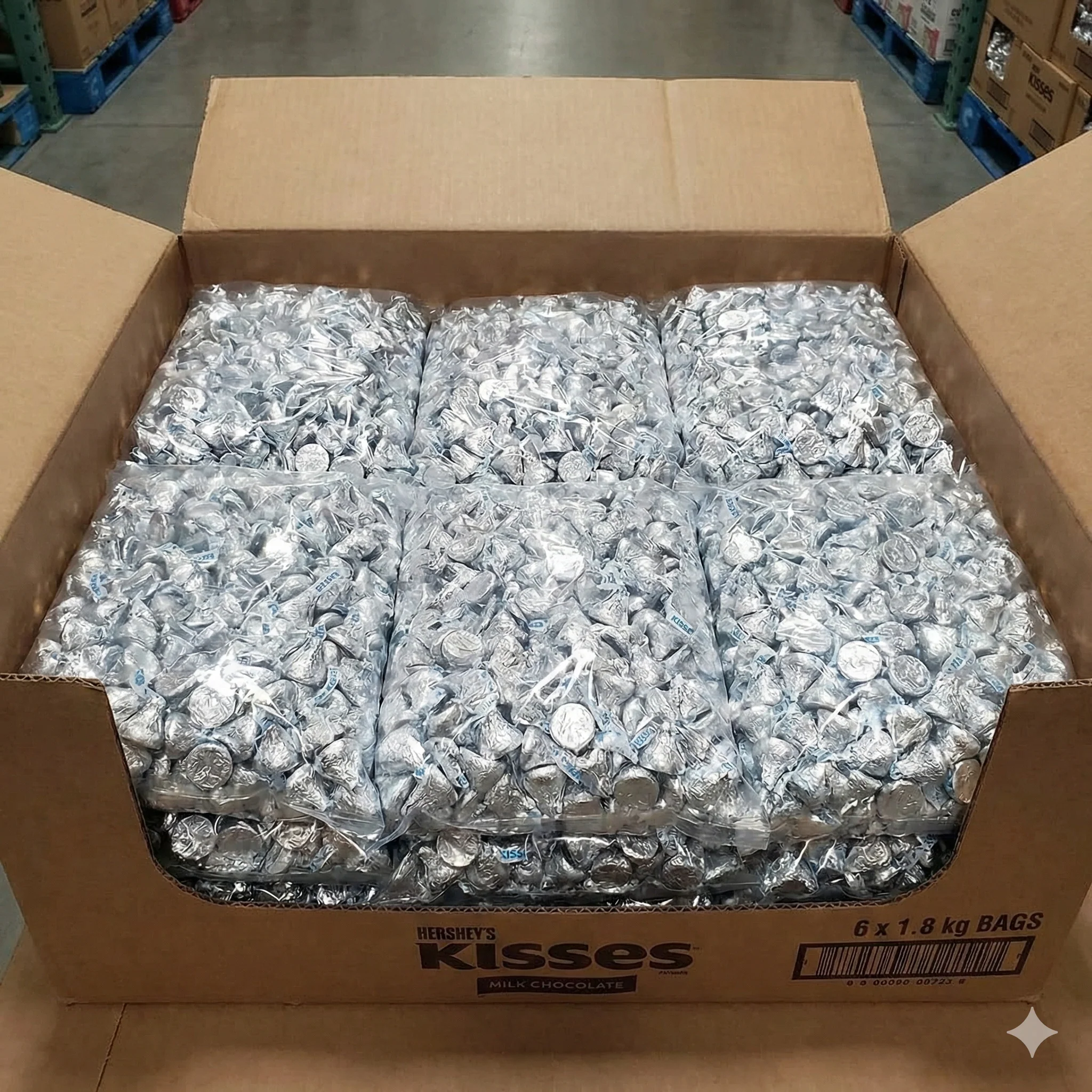 Hershey's Kisses Silver Foils Milk Chocolate Candy Bulk - 1.8 kg Bag or Case = 6 x 1.8 kg - Grocery and Food Items - Canadian Distribution - Ships Free Within Canada on Orders Above CAD $199 - Image 2