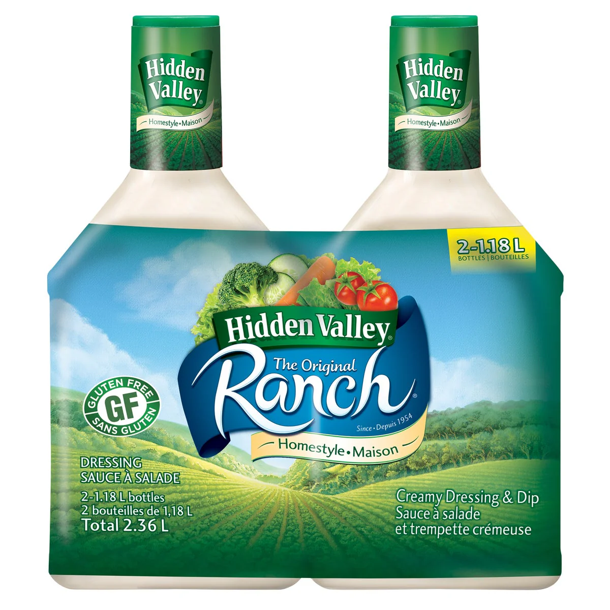 Hidden Valley The Original Ranch Homestyle Salad Dressing and Dip - 8 × 1.18 L - Grocery and Food Items - Canadian Distribution - Ships Free Within Canada on Orders Above CAD $199