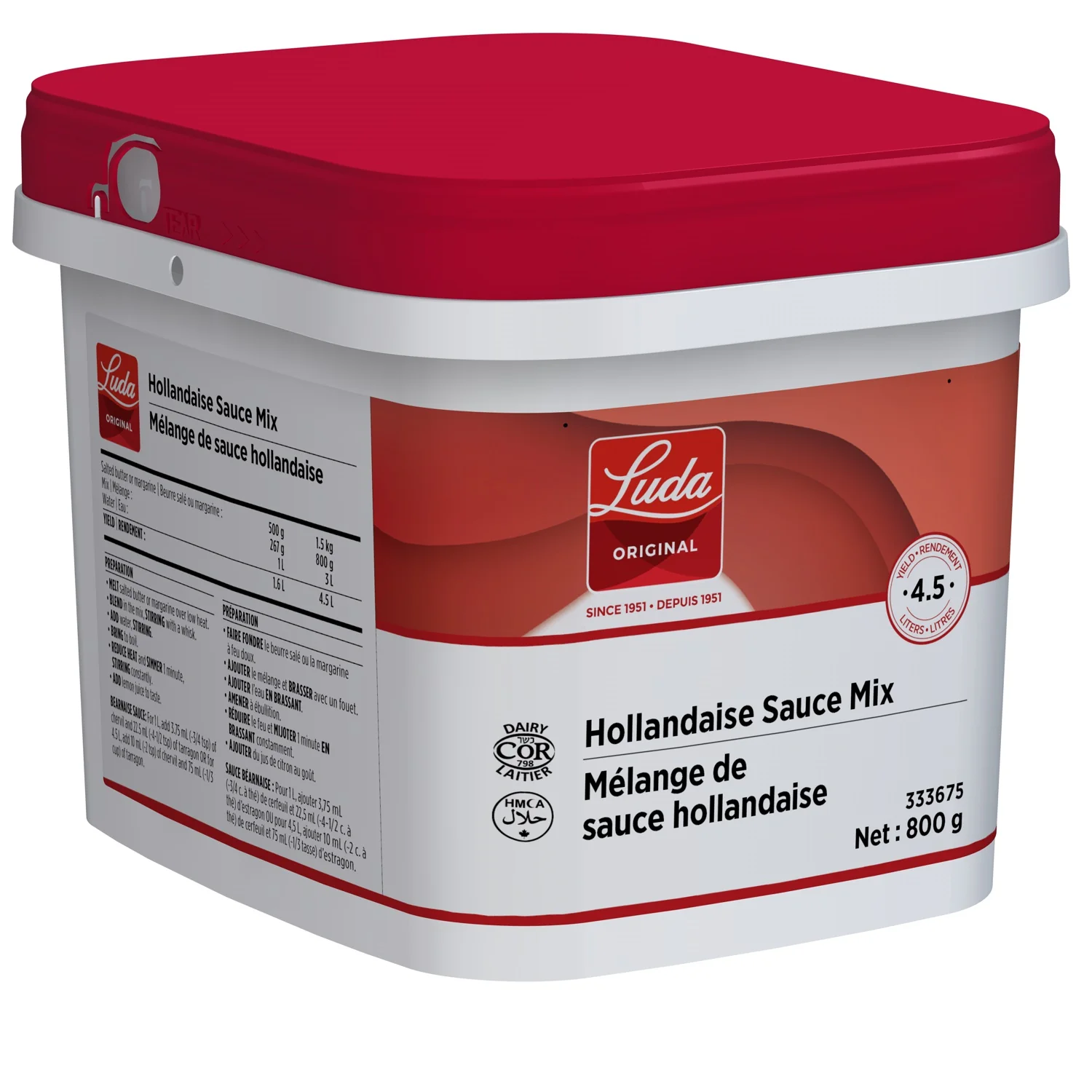 Hollandaise Sauce Mix - 1 X 800 g Tub - Luda Foods - Prepared in Canada - Ships Free Within Canada on Orders Above CAD $199