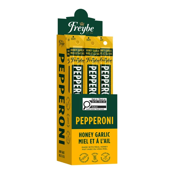 Honey Garlic Pepperoni - 96 × 40 g - Freybe - Canadian Distribution - Ships Free Within Canada on Orders Above CAD $199 - Image 2
