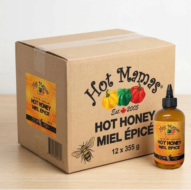 Hot Honey - Hot Mamas – 355 grams Bottle or Case of 12 x 355 grams- Made in Canada -Sweet Heat Condiment - Canadian Distribution - Ships Free Within Canada on Orders Above CAD $199 - Image 2