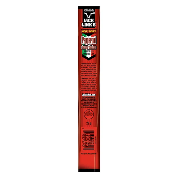 Hot Pepperoni Sticks - 80 × 22 g - Jack Link’s - Canadian Distribution - Ships Free Within Canada on Orders Above CAD $199