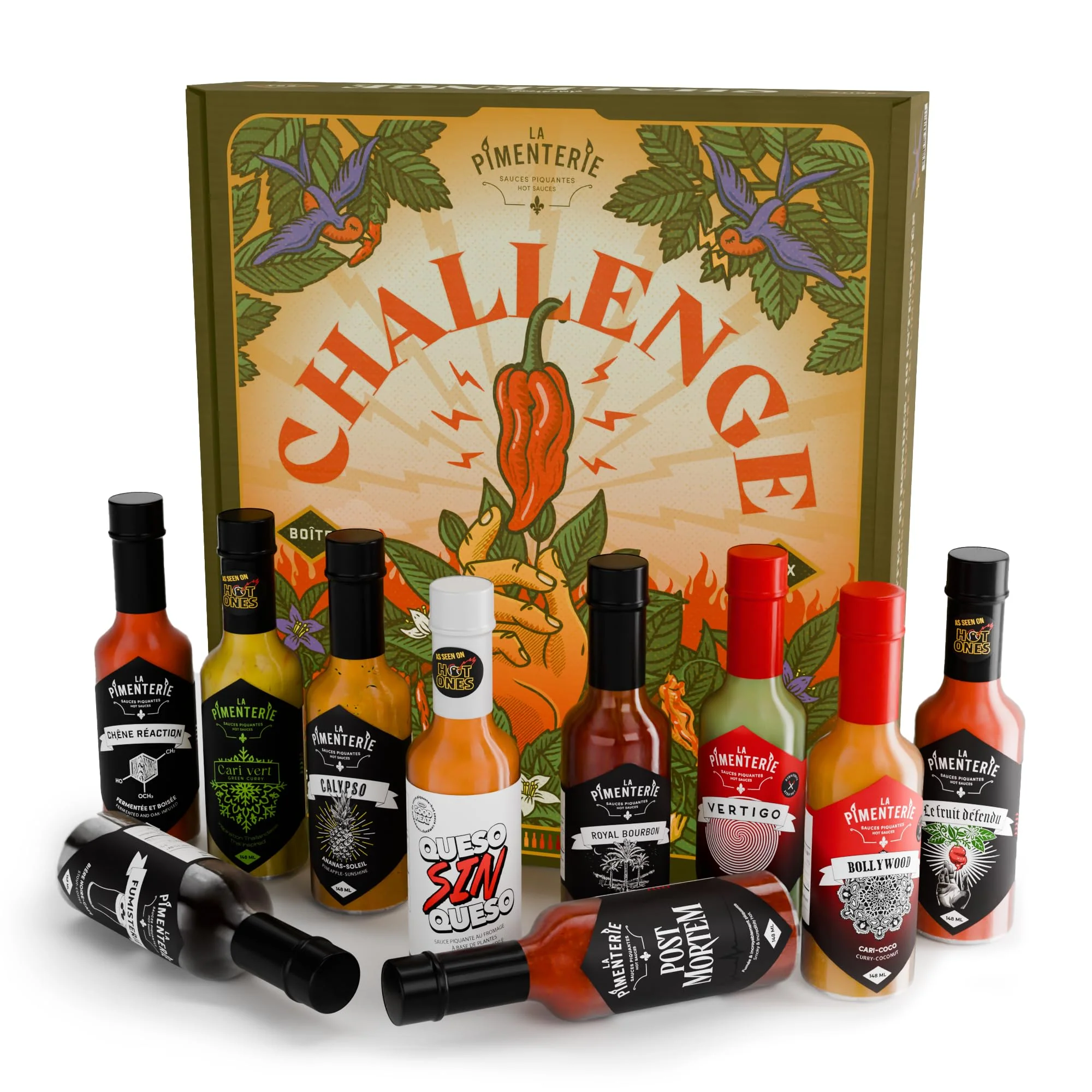 Hot Sauce Challenge – Hot Sauce Gift Box – Mild to Extreme – 10 x 148ml - Canadian Distribution - Ships Free Within Canada on Orders Above CAD $199