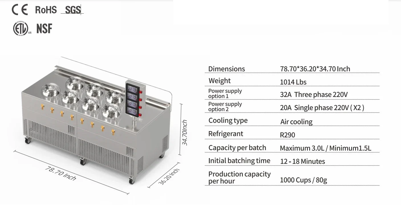 Commercial Gelato Ice Cream Maker, Pro V8, Eight Pots - Standing Model - Top Churn Canada - Image 3